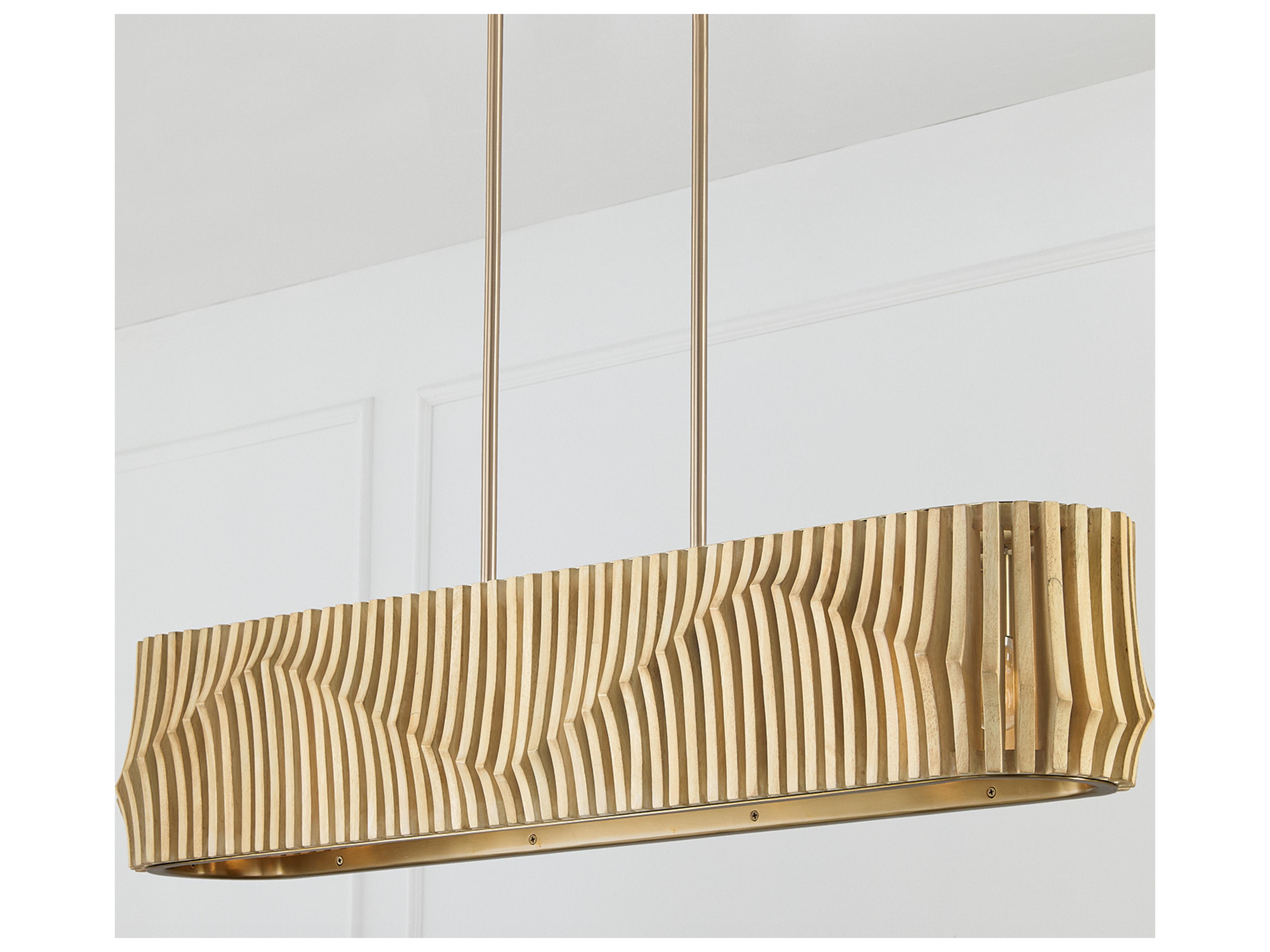 Capital Lighting Archer 6-light Blonde Wood And Matte Brass Geometric Linear Island Pendant