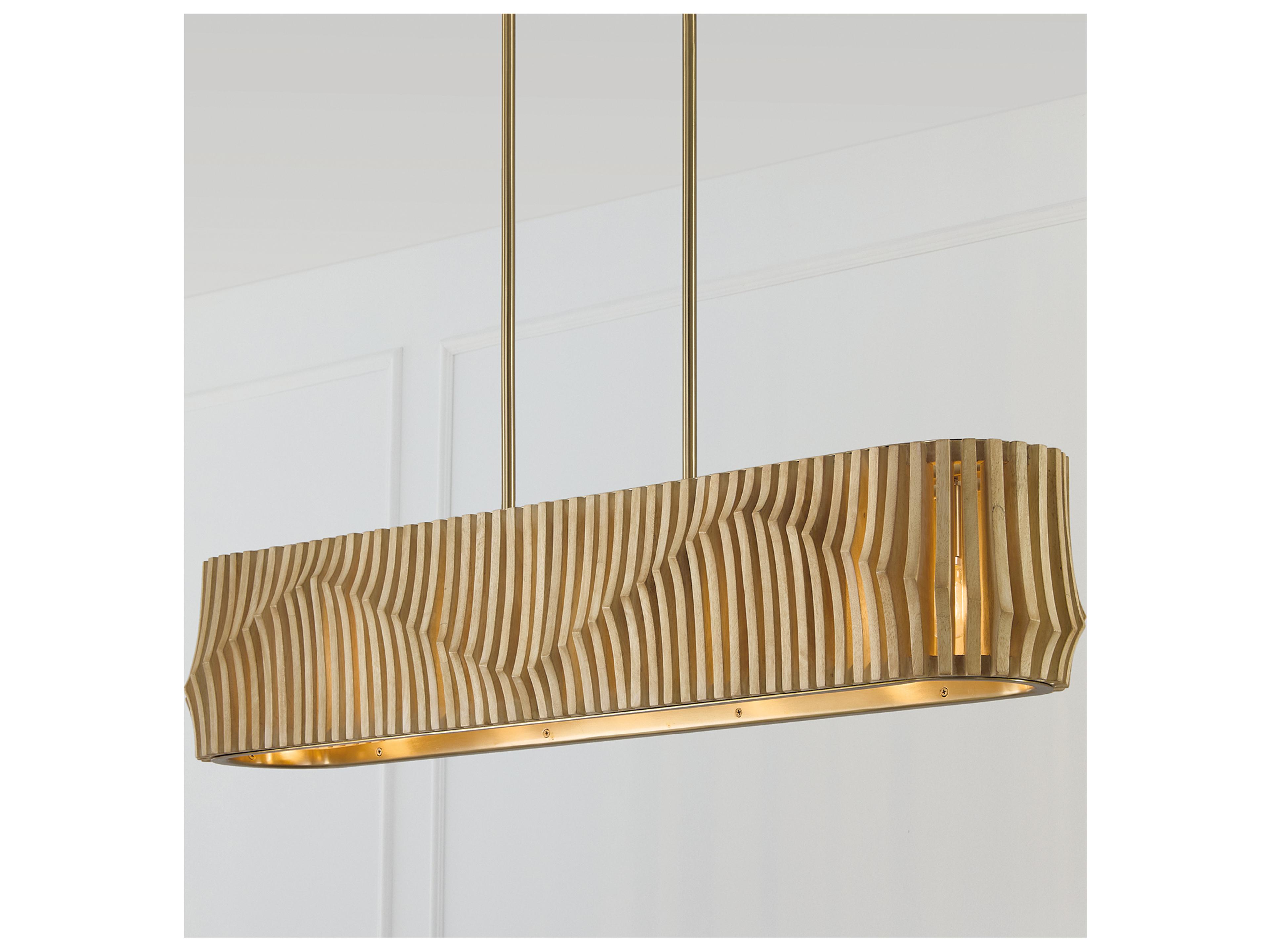 Capital Lighting Archer 6-light Blonde Wood And Matte Brass Geometric Linear Island Pendant