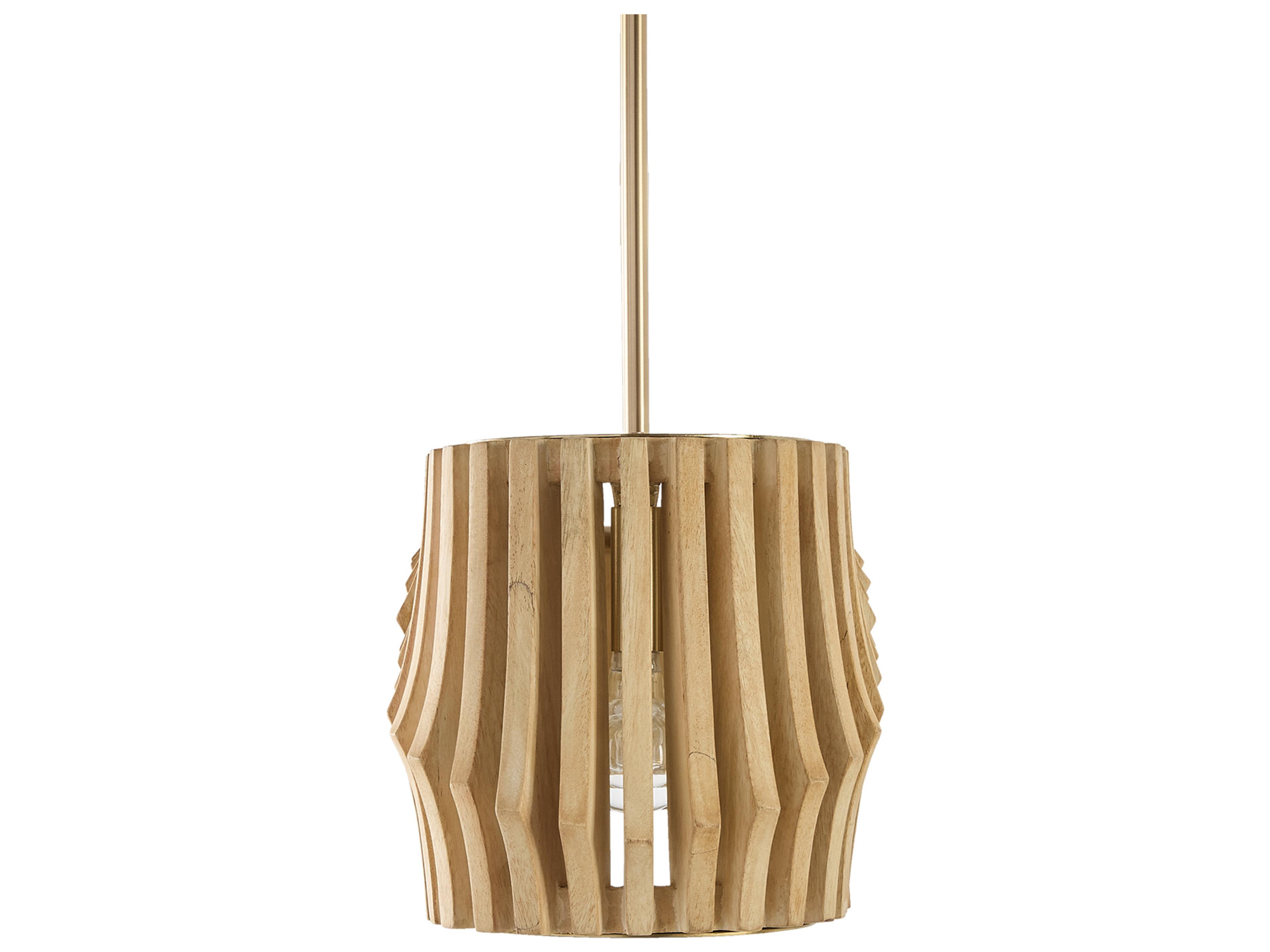 Capital Lighting Archer 6-light Blonde Wood And Matte Brass Geometric Linear Island Pendant