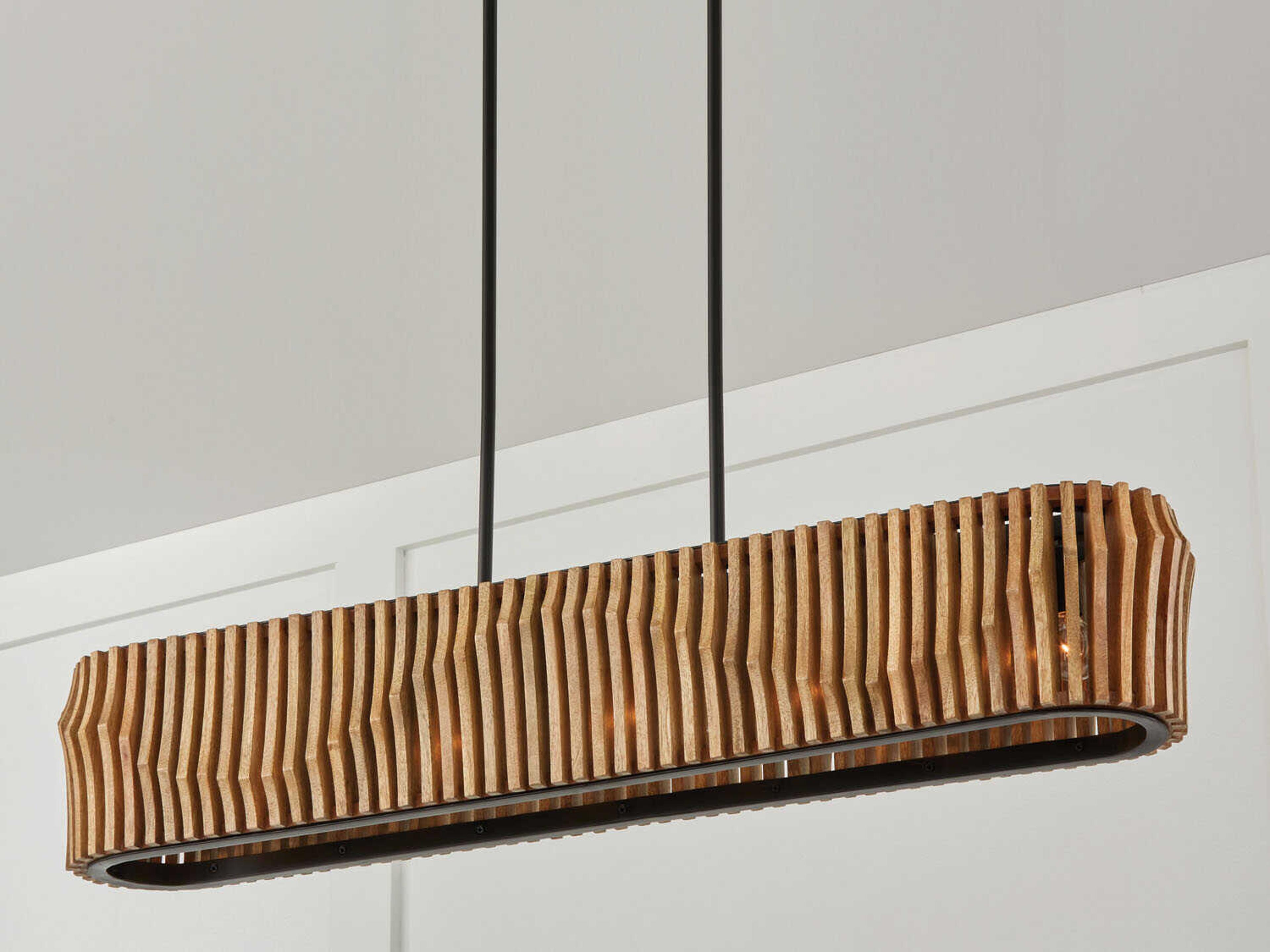 Capital Lighting Archer 6-Light Light Wood Matte Black Brown Linear Island Pendant