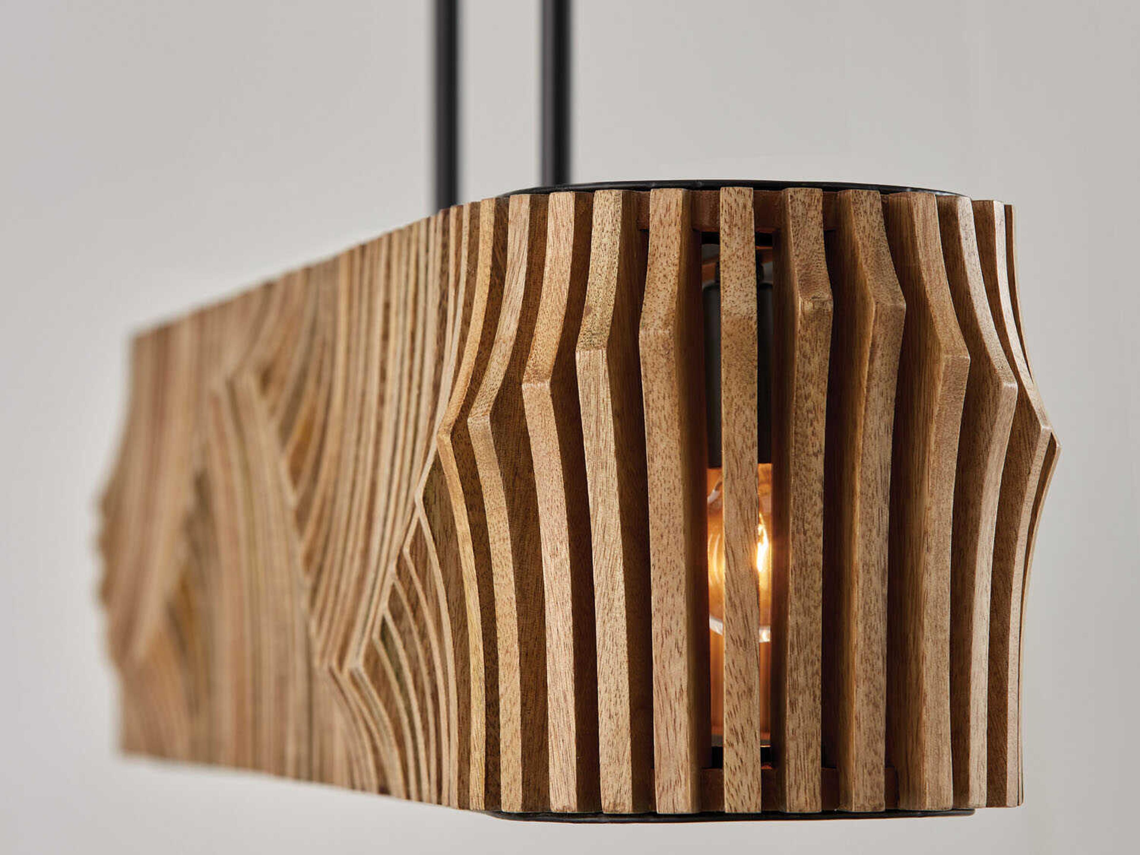 Capital Lighting Archer 6-Light Light Wood Matte Black Brown Linear Island Pendant