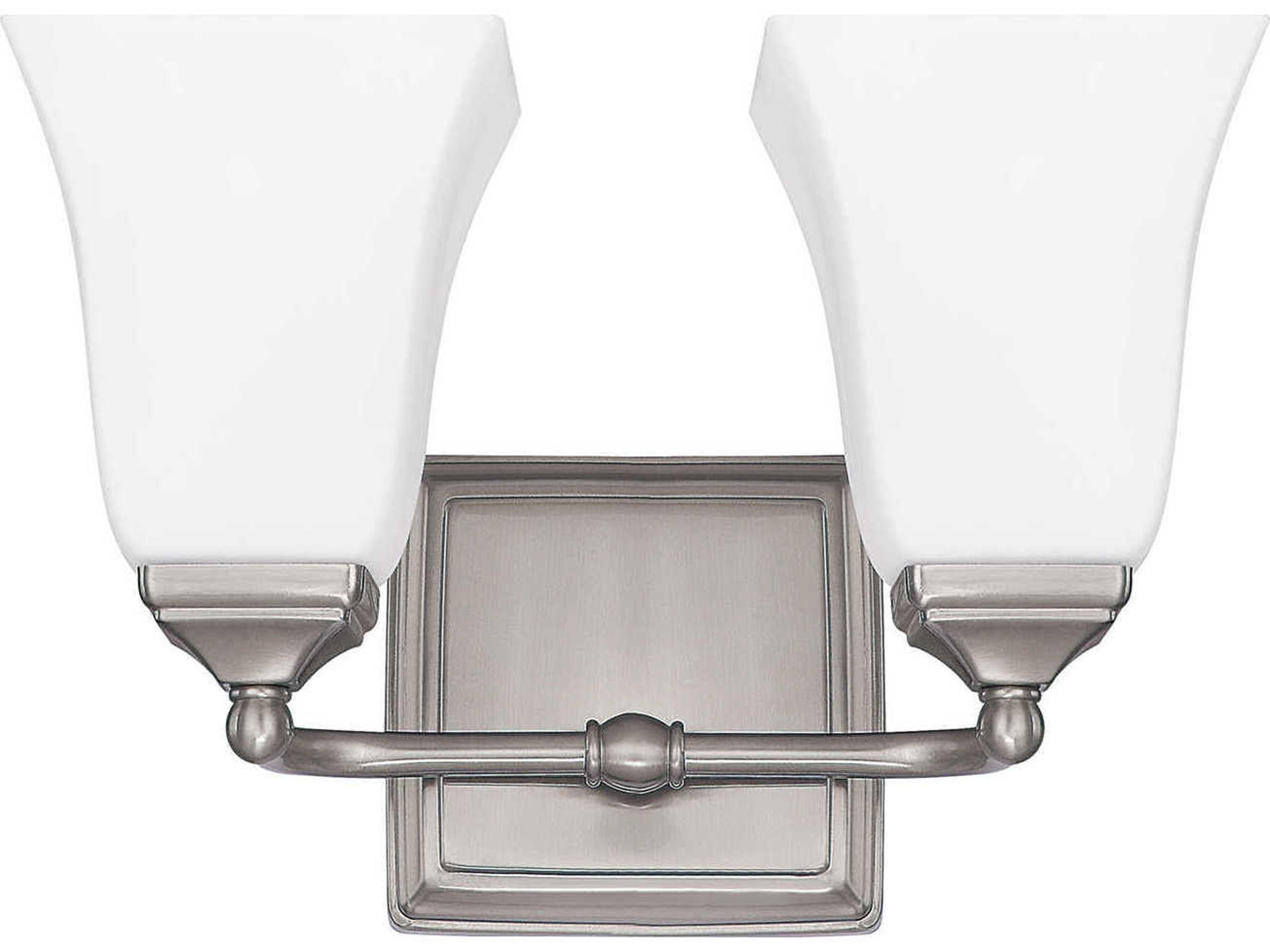 2-Light Brushed Nickel Glass Vanity Light