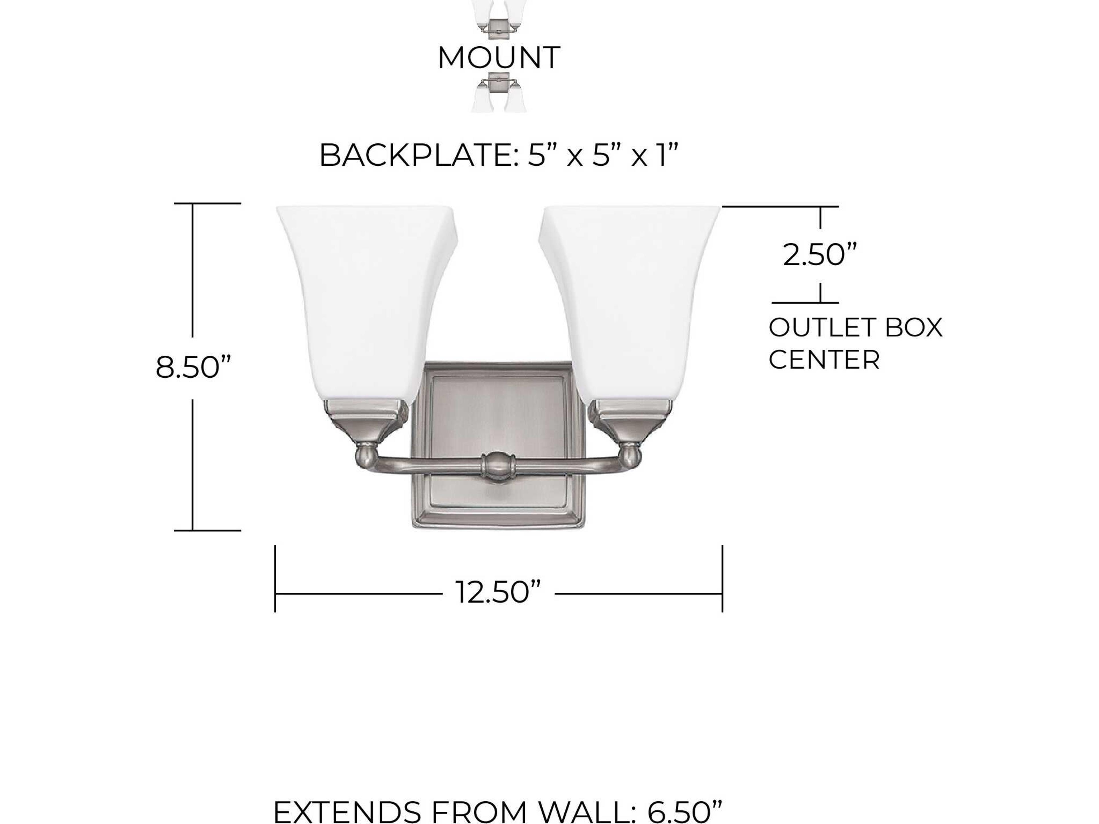 Capital Lighting 2-Light Brushed Nickel Glass Vanity Light