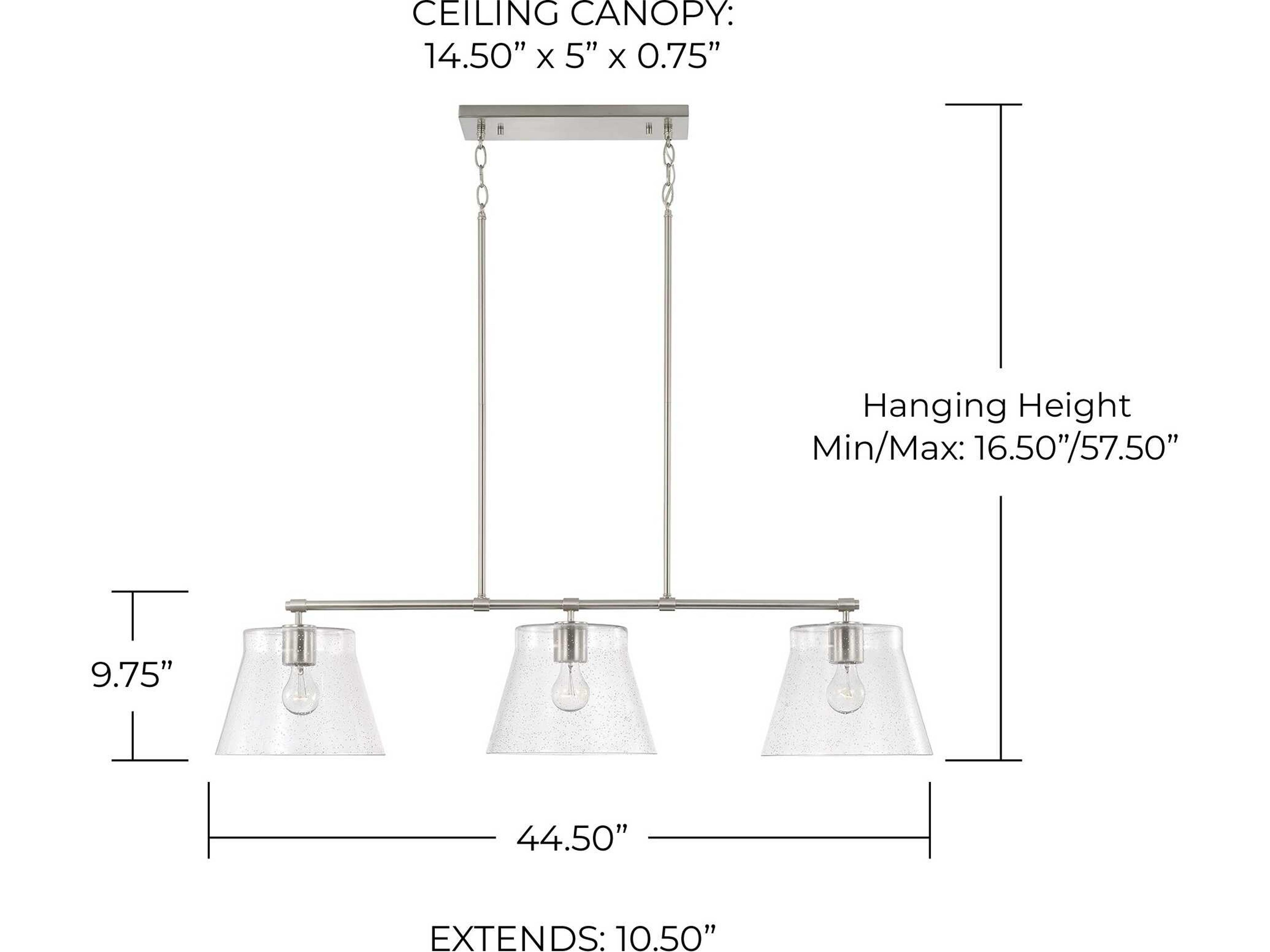 Capital Lighting Baker 3-Light Brushed Nickel Glass Empire Linear Island Pendant