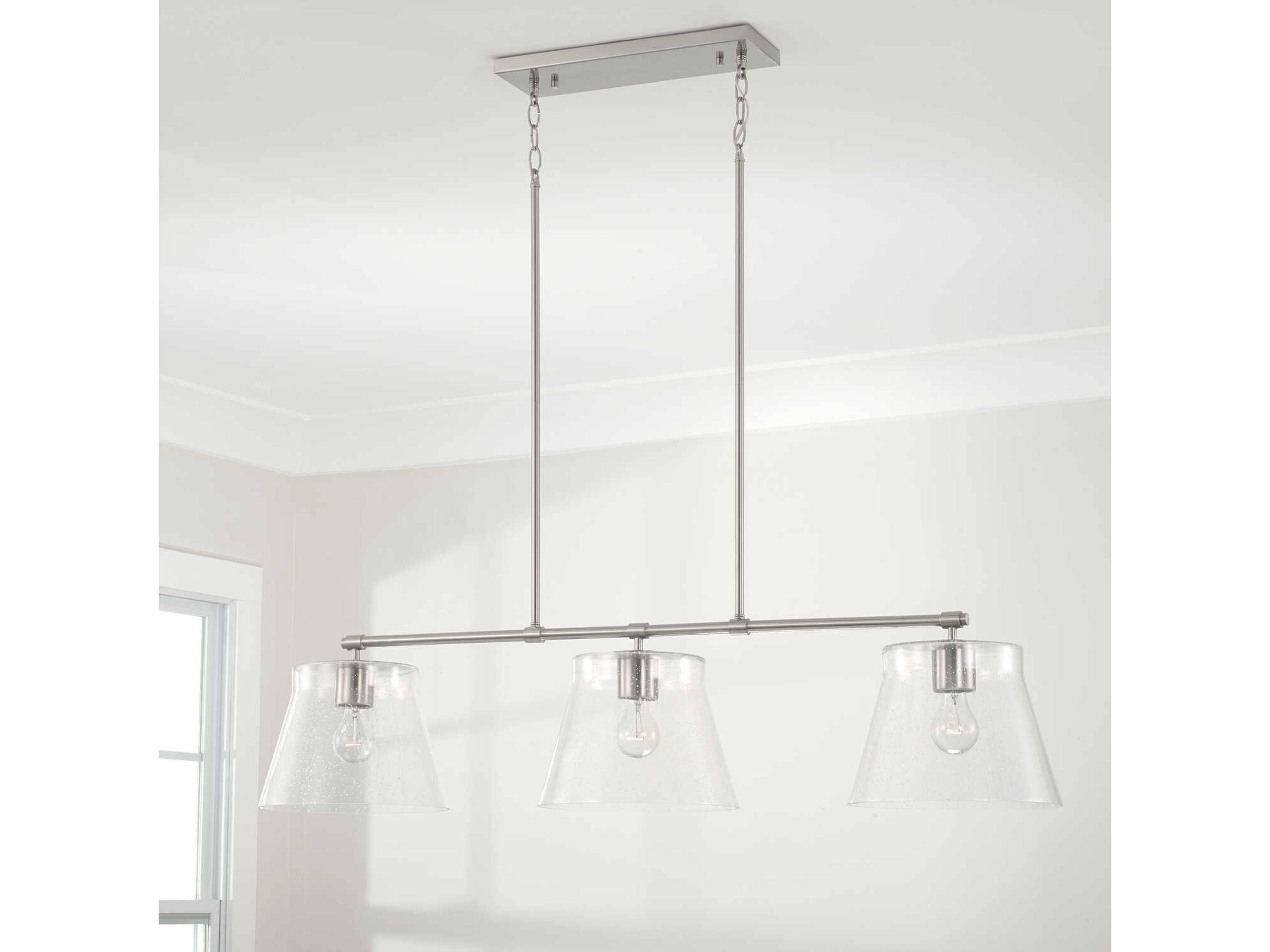 Capital Lighting Baker 3-Light Brushed Nickel Glass Empire Linear Island Pendant