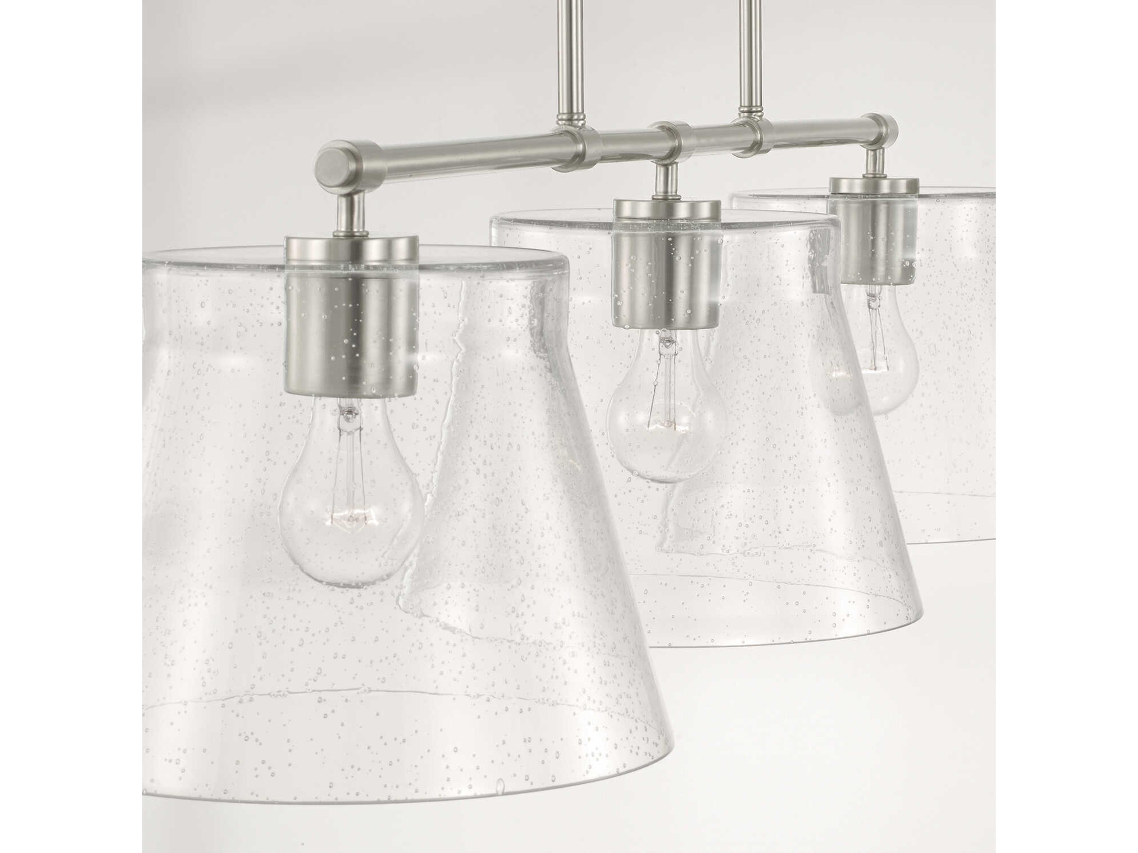 Capital Lighting Baker 3-Light Brushed Nickel Glass Empire Linear Island Pendant