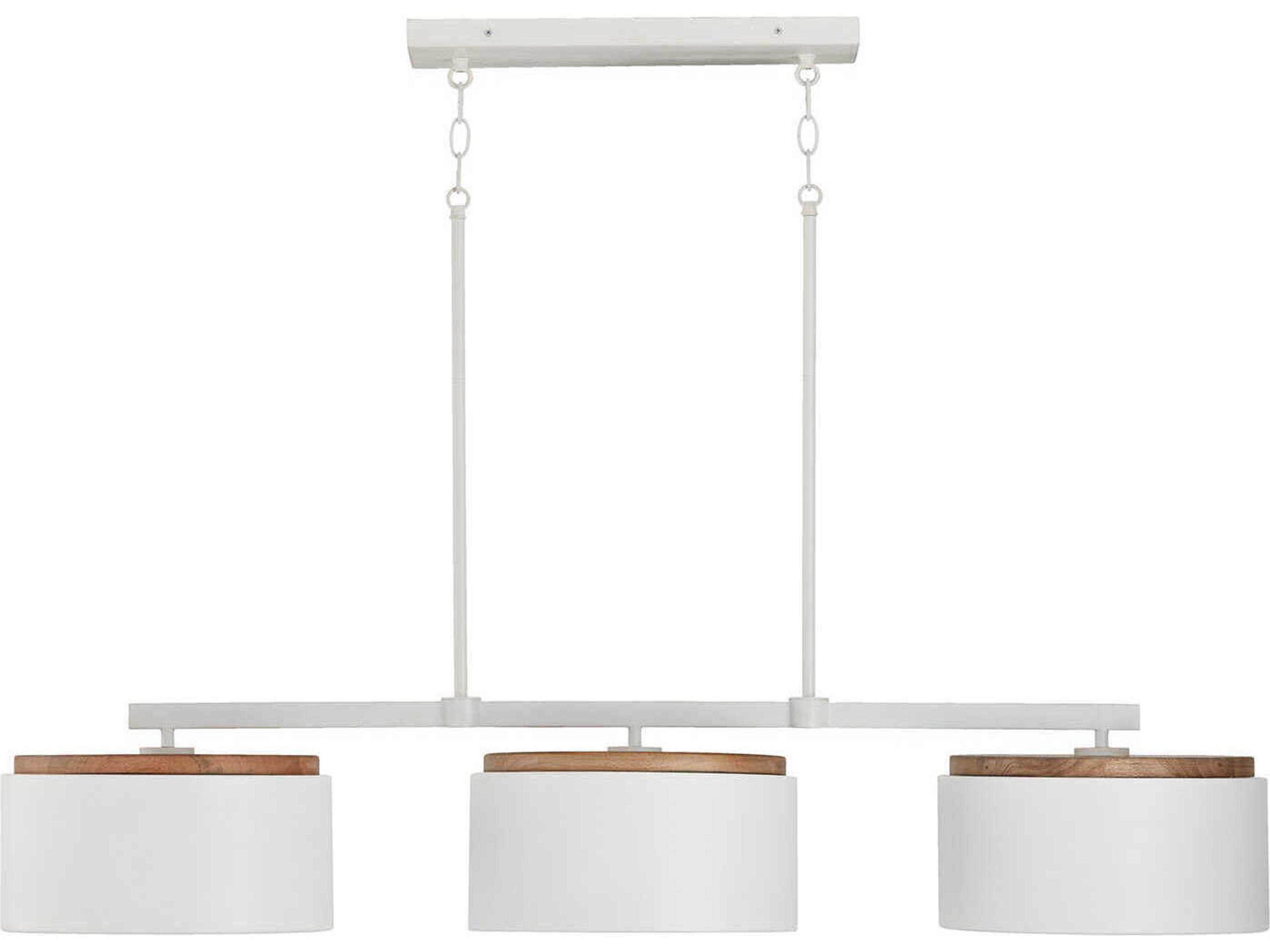 Capital Lighting Liam 3-Light Light Wood And White Drum Island Pendant