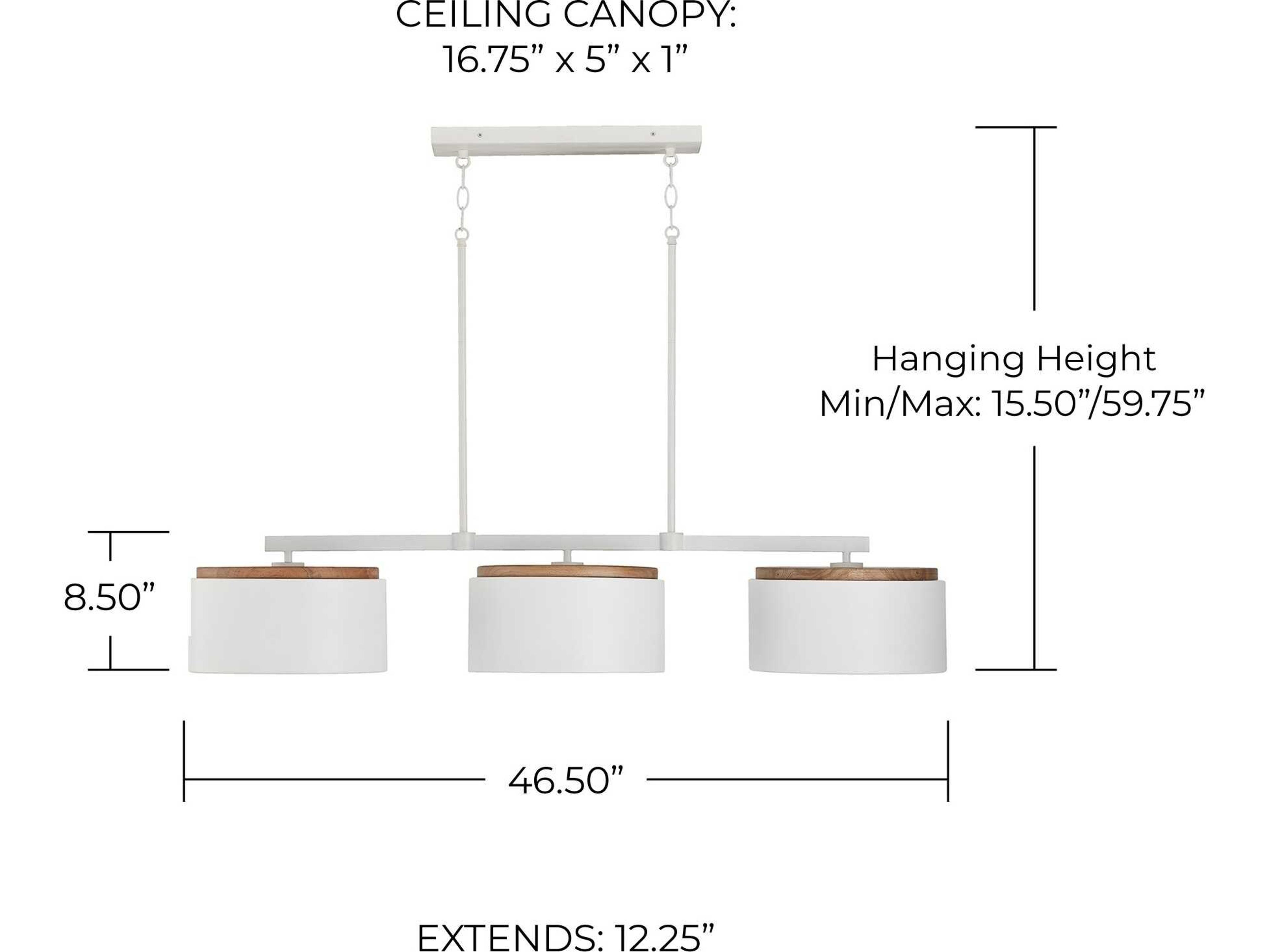 Capital Lighting Liam 3-Light Light Wood And White Drum Island Pendant
