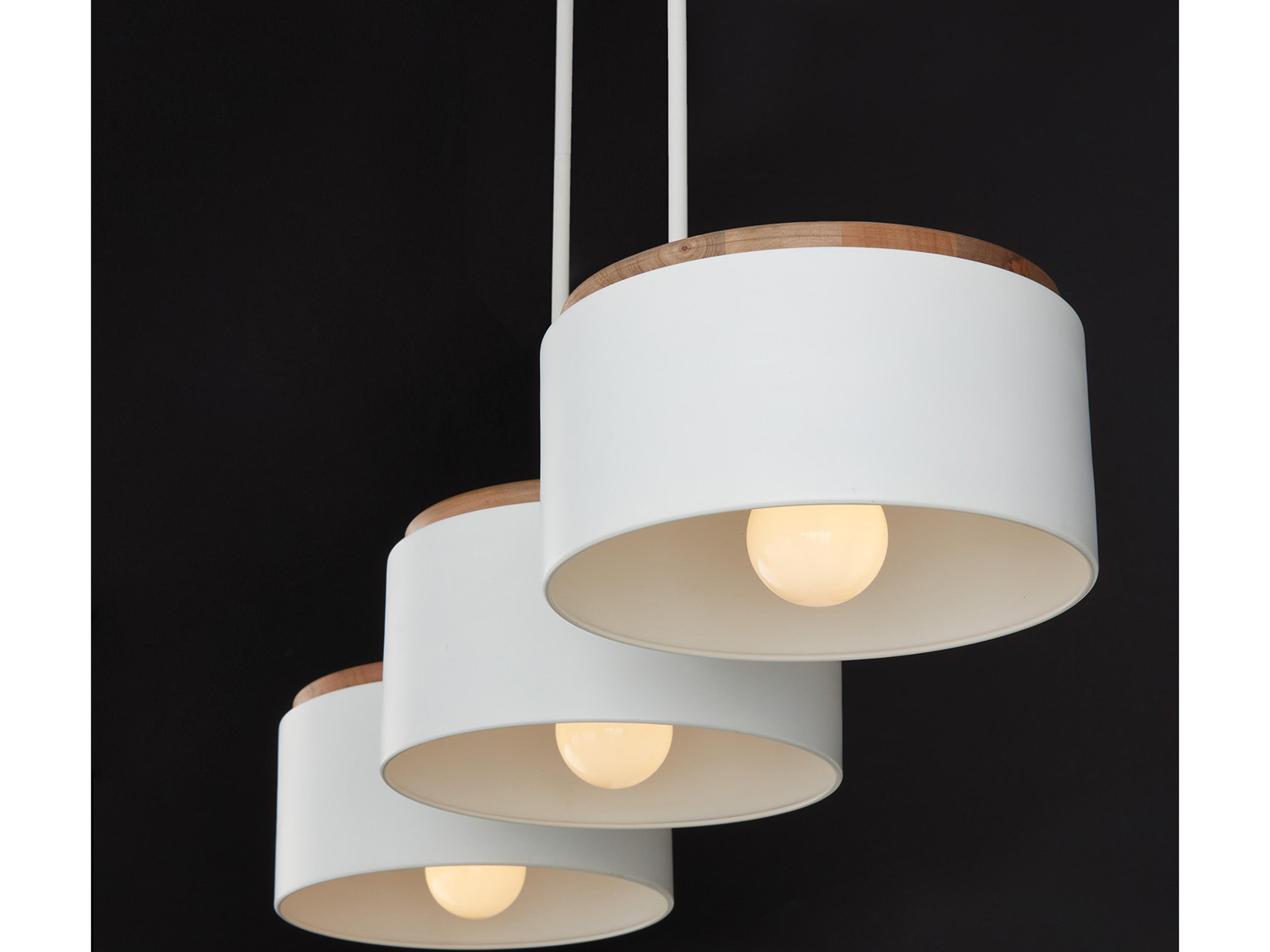 Capital Lighting Liam 3-Light Light Wood And White Drum Island Pendant