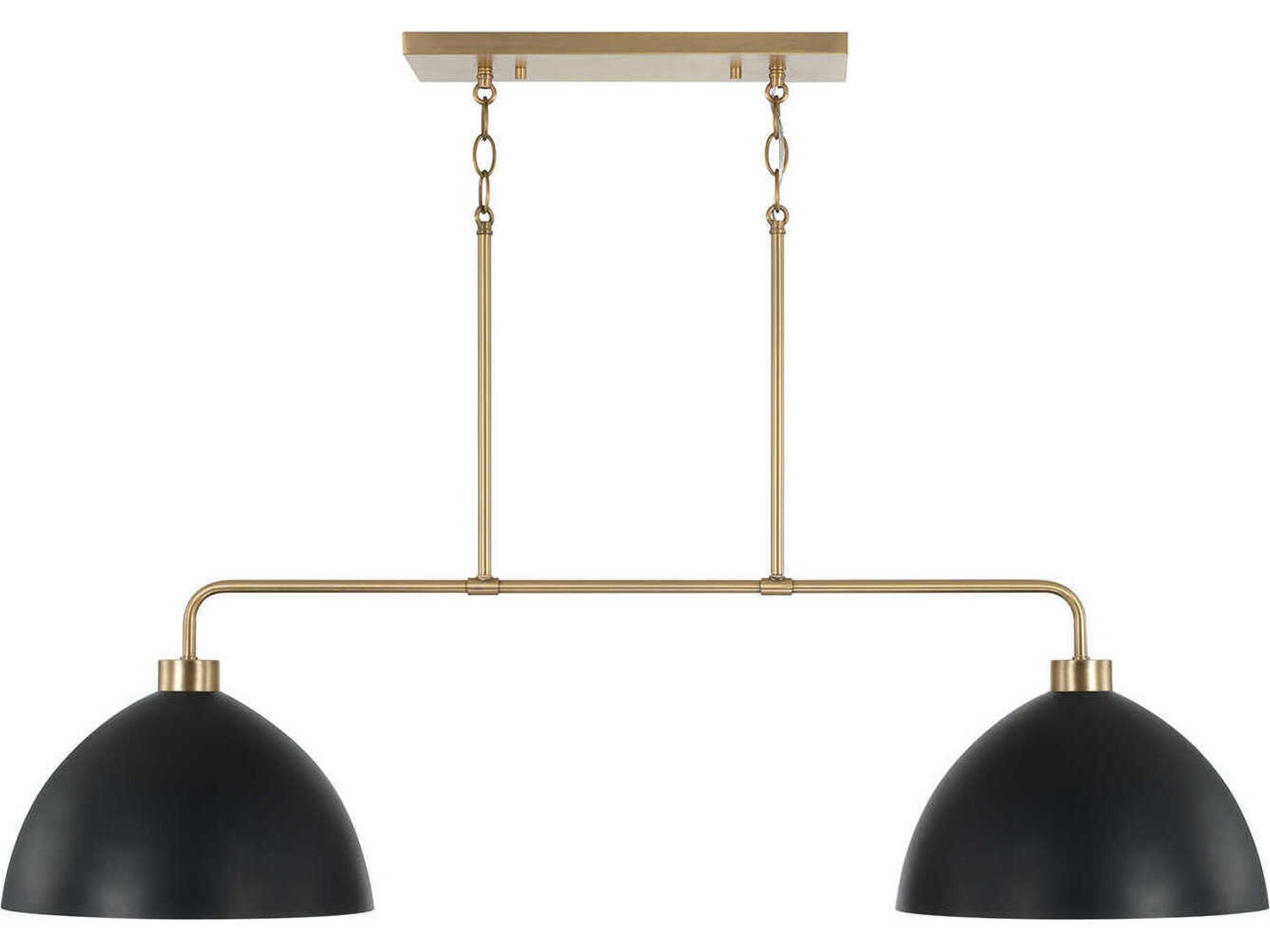 Ross 2-Light Aged Brass And Black Dome Island Pendant