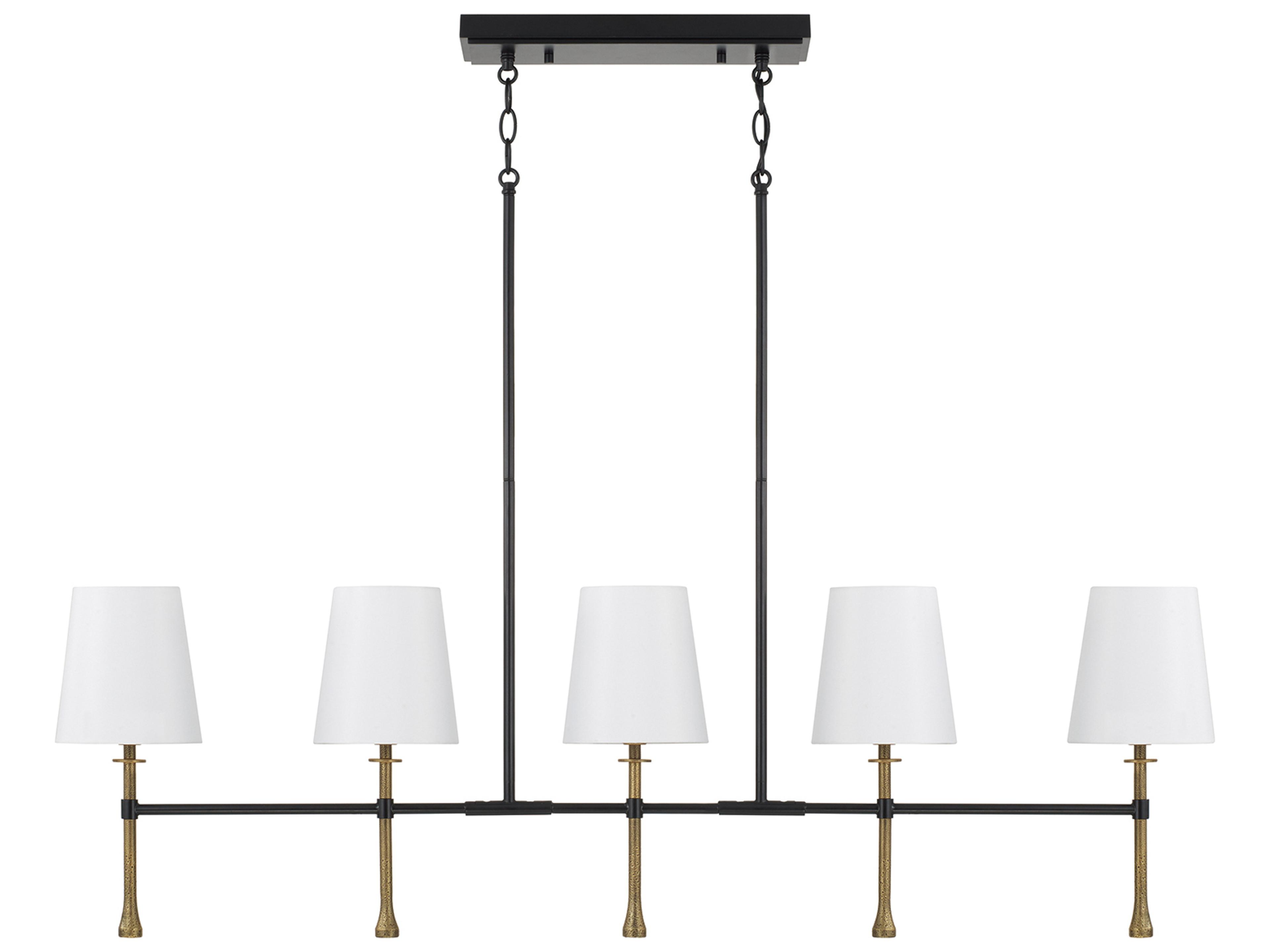 Hollis 5-light Matte Black With Hammered Gold Linear Island Pendant