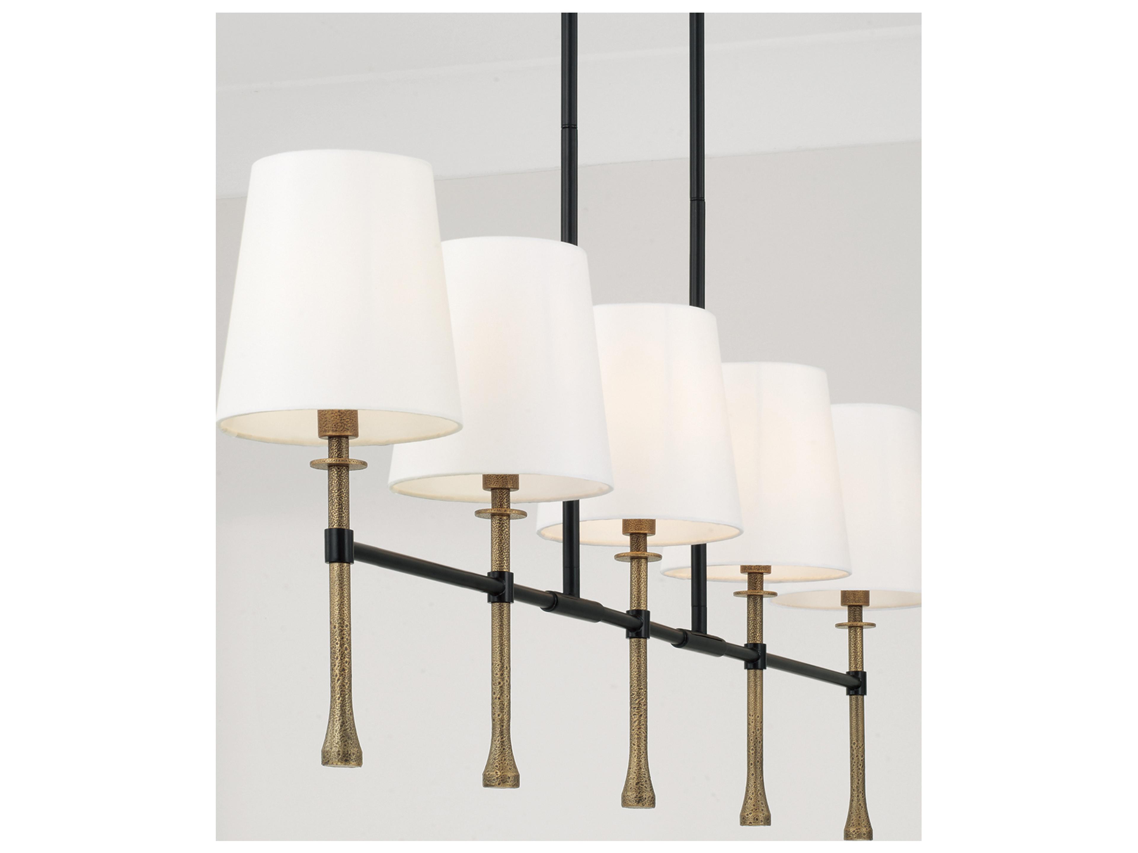 Capital Lighting Hollis 5-light Matte Black With Hammered Gold Linear Island Pendant