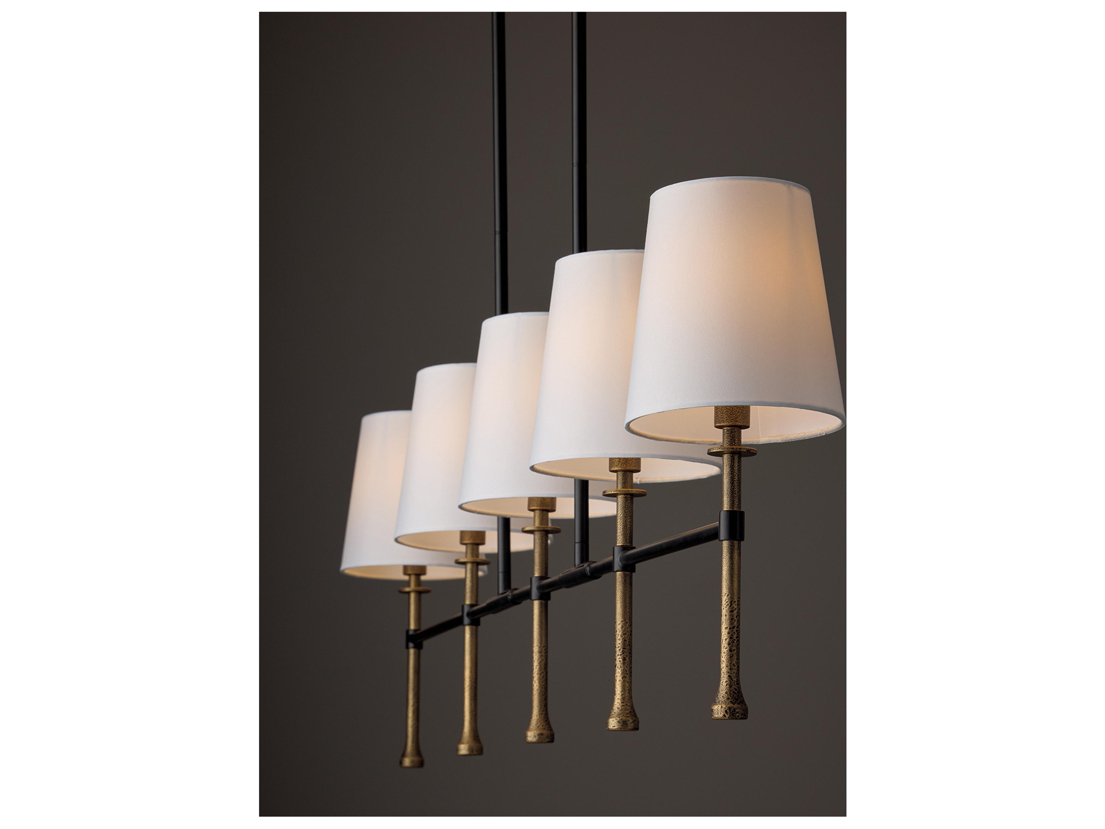 Capital Lighting Hollis 5-light Matte Black With Hammered Gold Linear Island Pendant