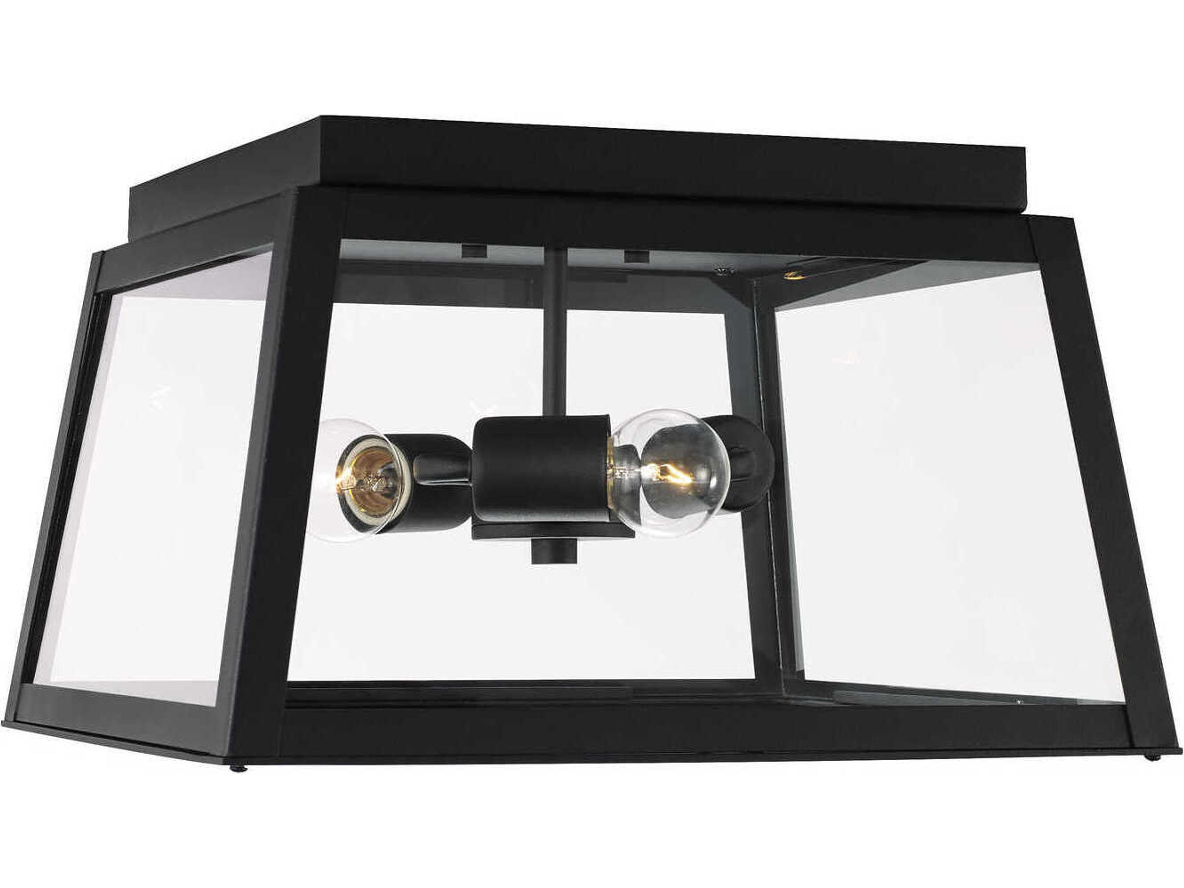 Leighton 3-Light Black Glass Flush Mount
