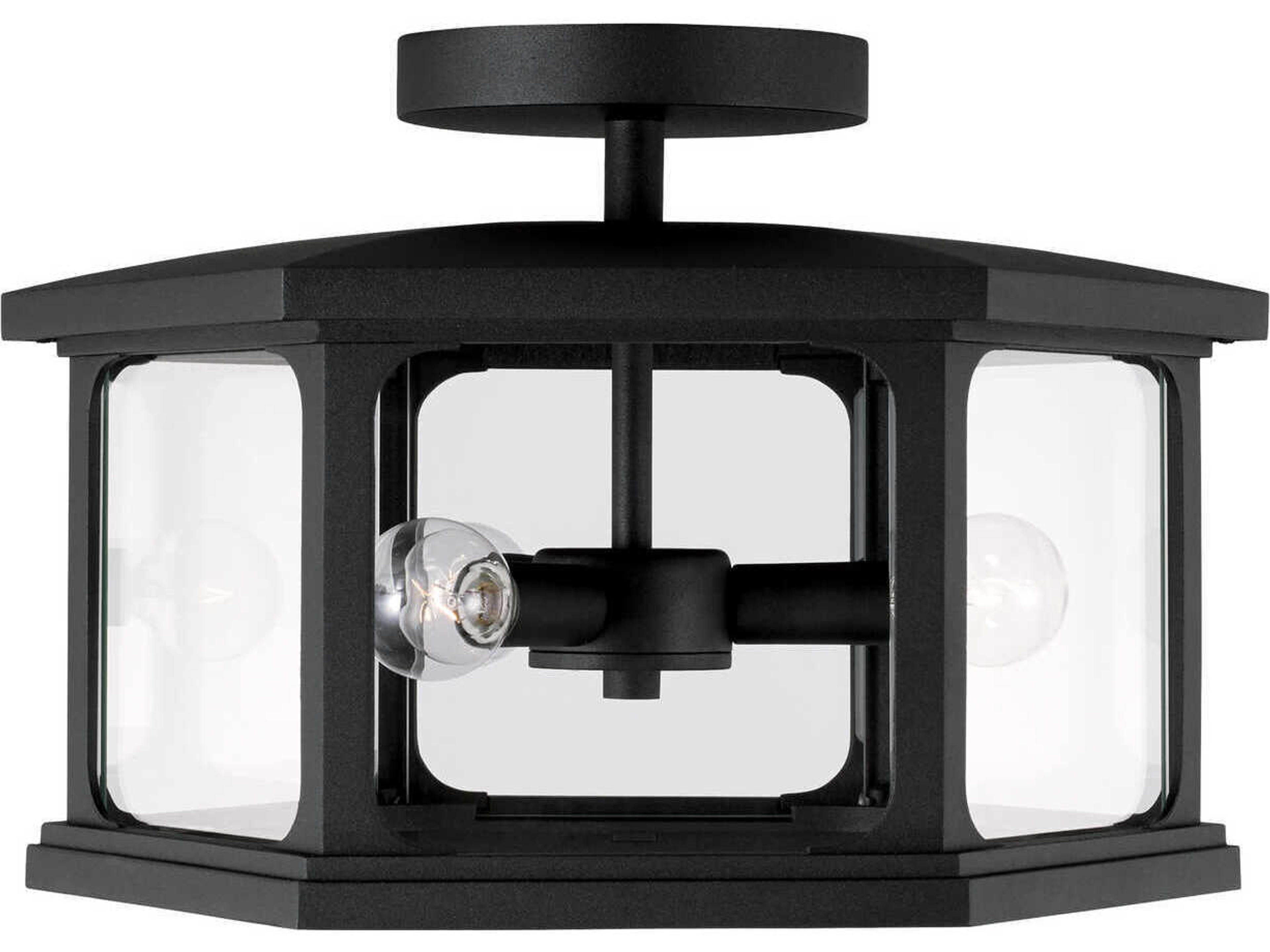 Walton 3-Light Black Glass Semi Flush Mount
