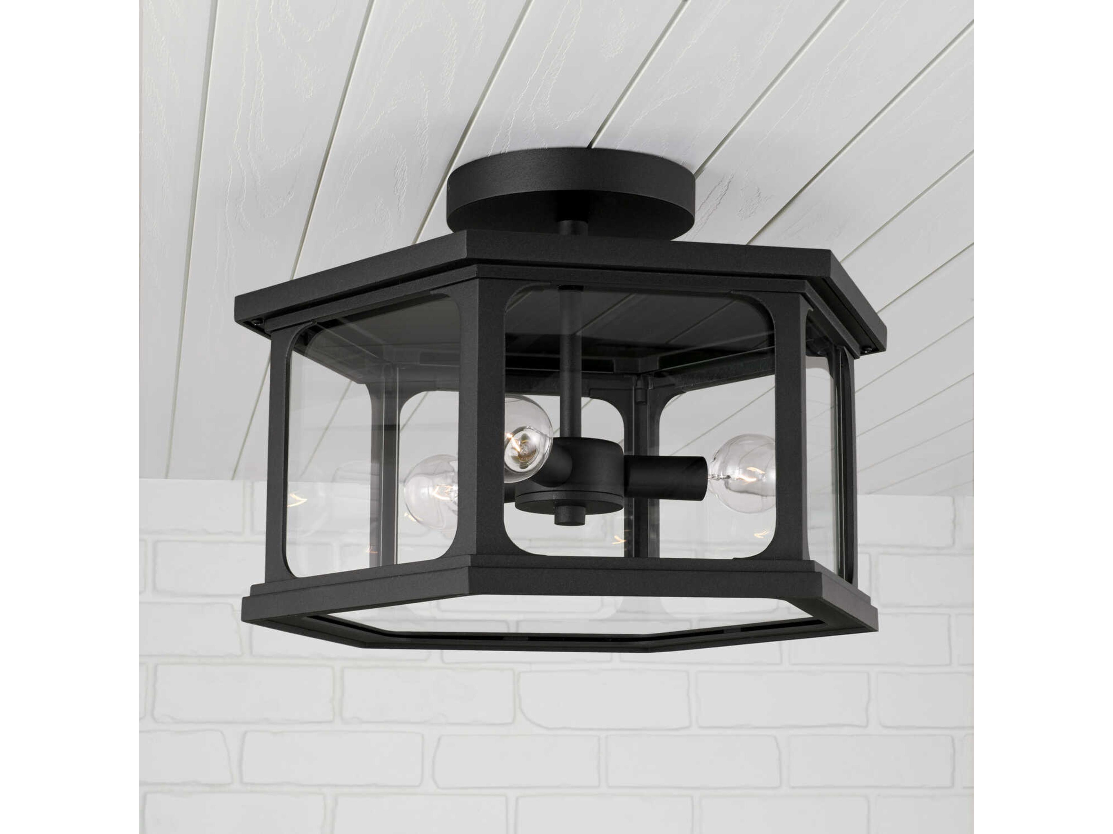 Capital Lighting Walton 3-Light Black Glass Semi Flush Mount