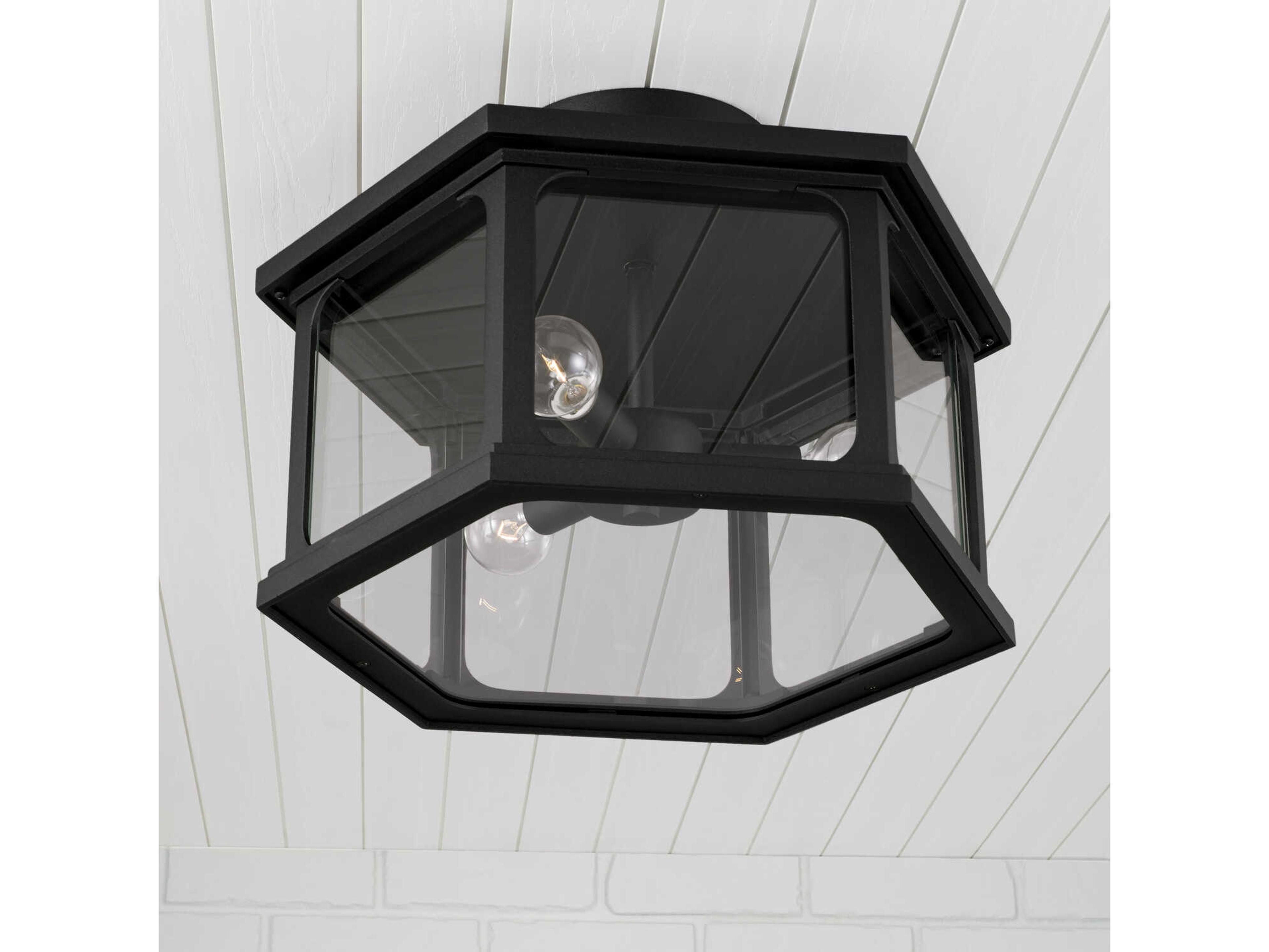 Capital Lighting Walton 3-Light Black Glass Semi Flush Mount