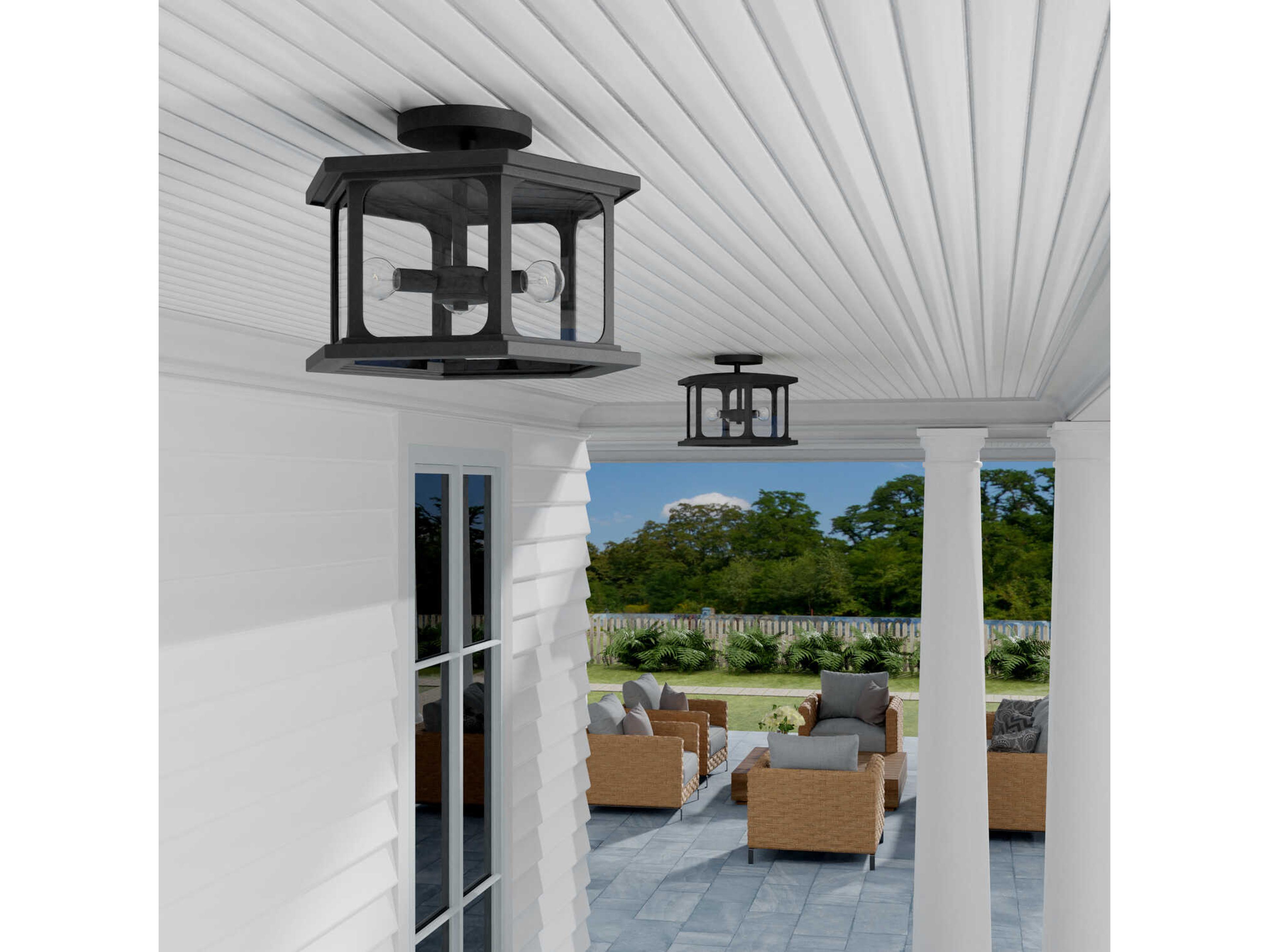 Capital Lighting Walton 3-Light Black Glass Semi Flush Mount