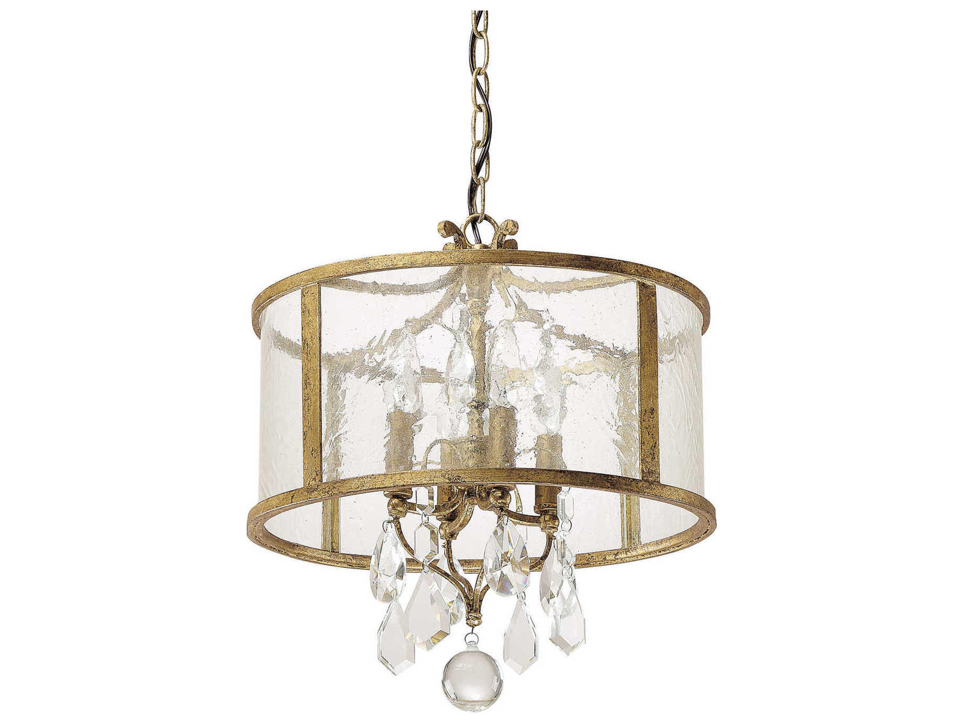 Blakely 4-Light Antique Gold Crystal Glass Candelabra Chandelier