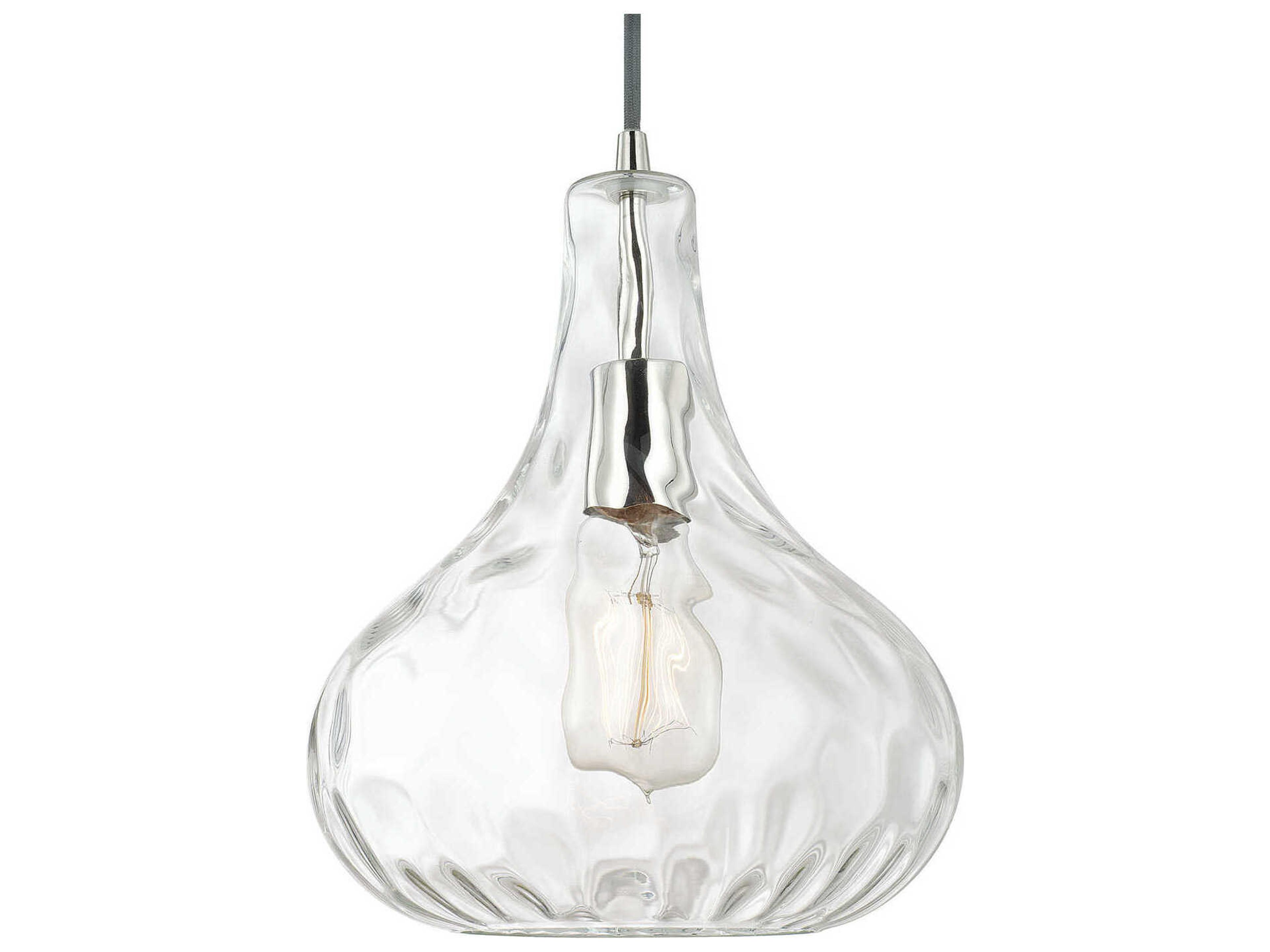 Capital Lighting River 1-Light Polished Nickel Glass Mini Pendant