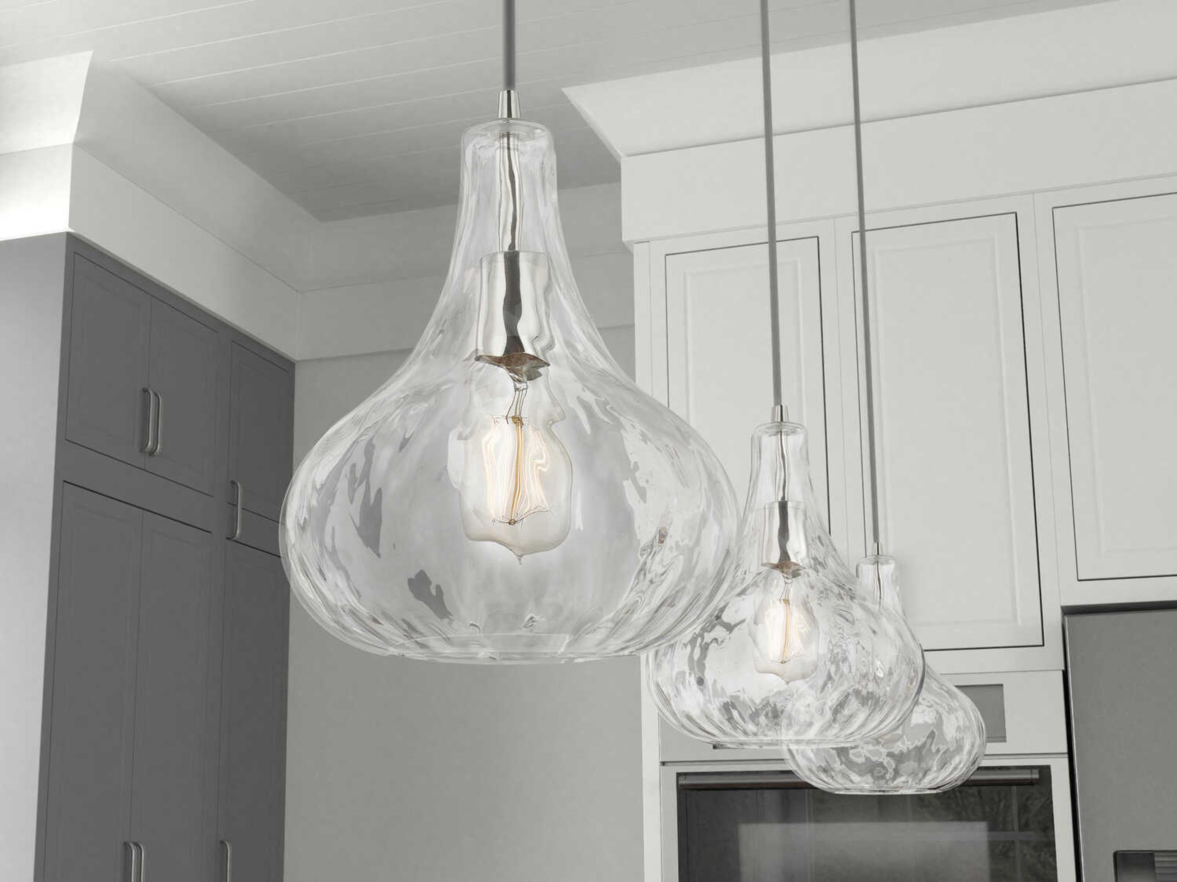 Capital Lighting River 1-Light Polished Nickel Glass Mini Pendant