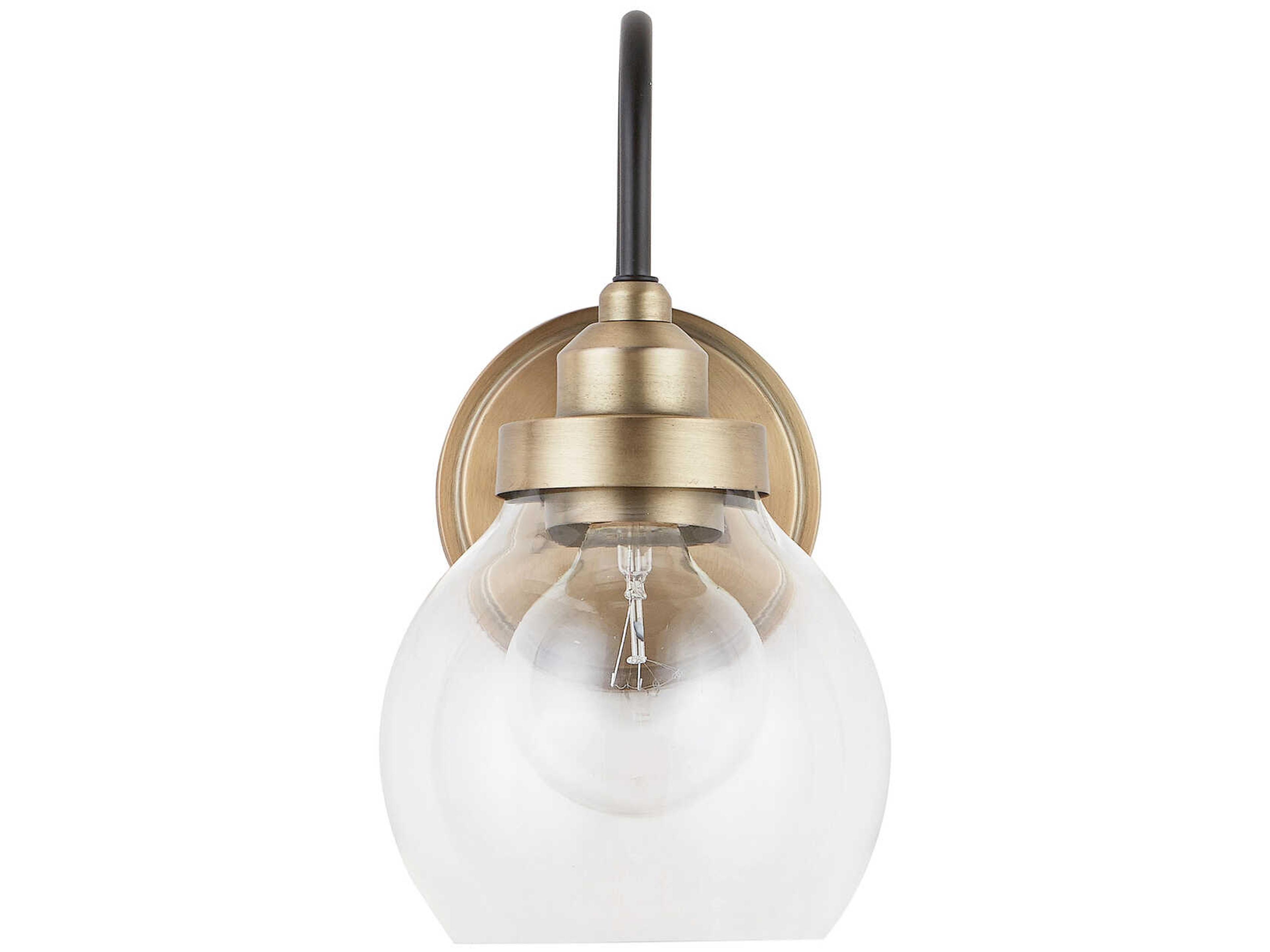 Capital Lighting Daphne 1-Light Aged Brass Black Glass Wall Sconce