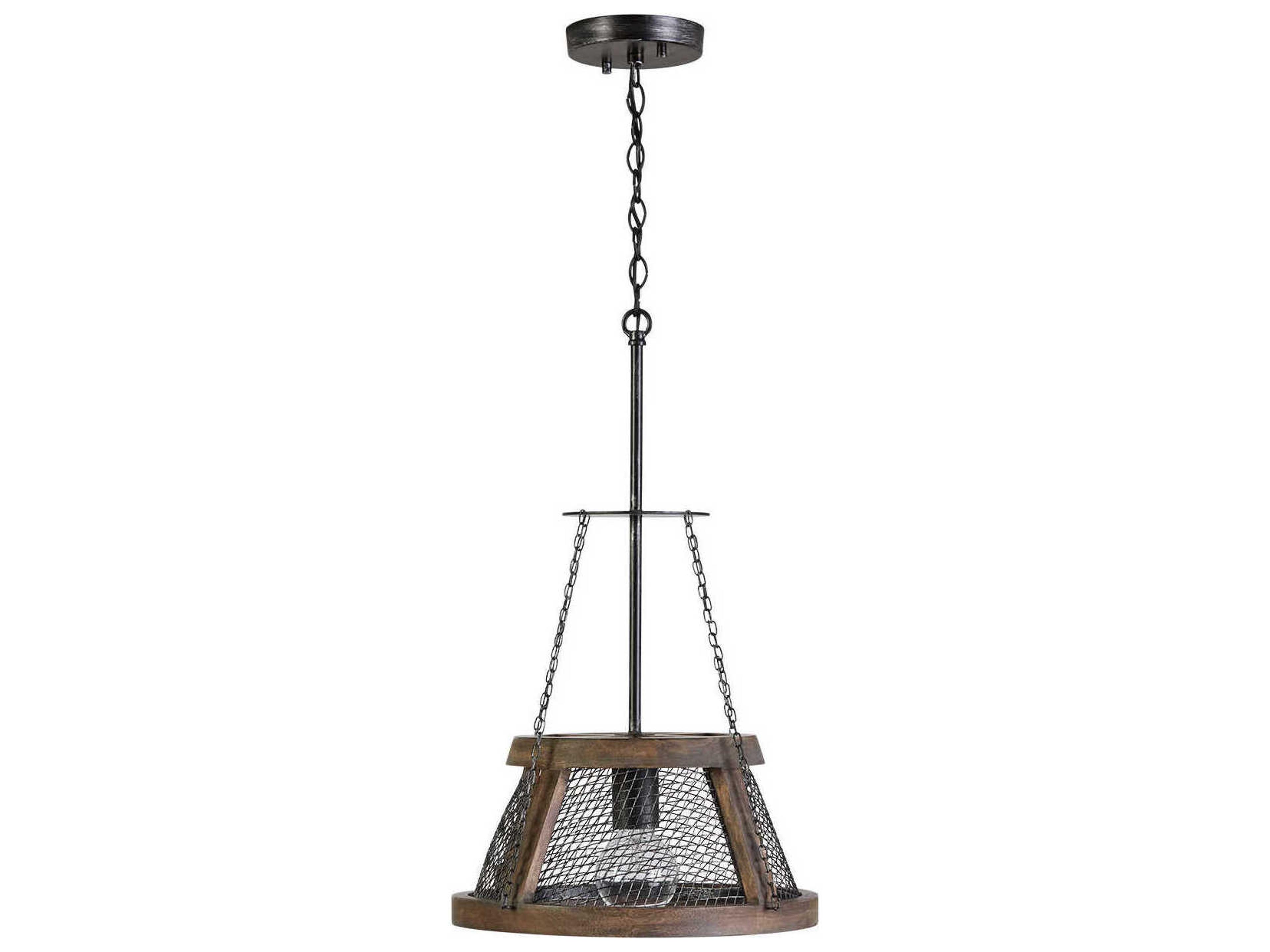 Lagmore 1-Light Zinc Wood Black Pendant