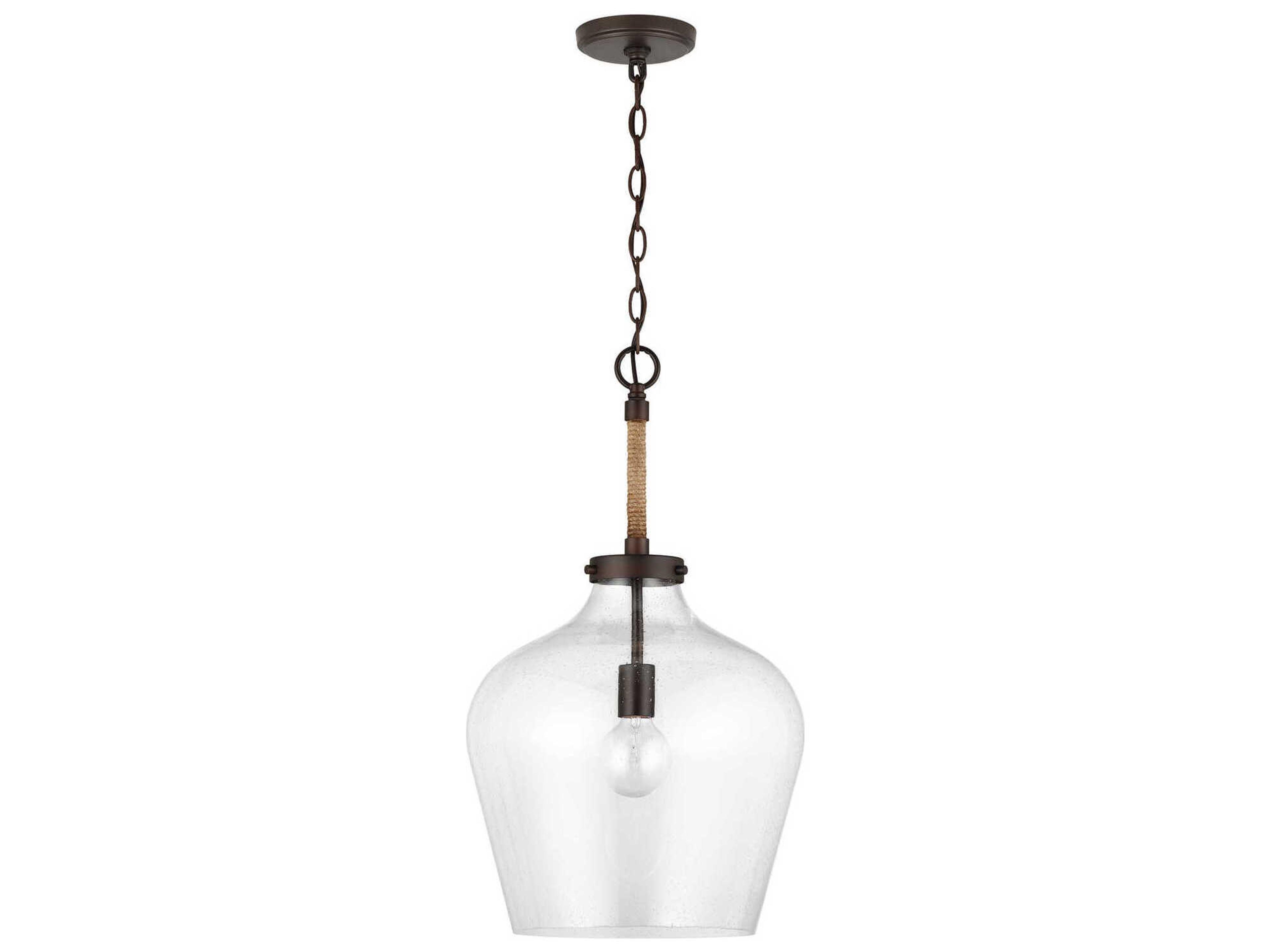 Boland 1-Light Bronze Glass Bell Pendant