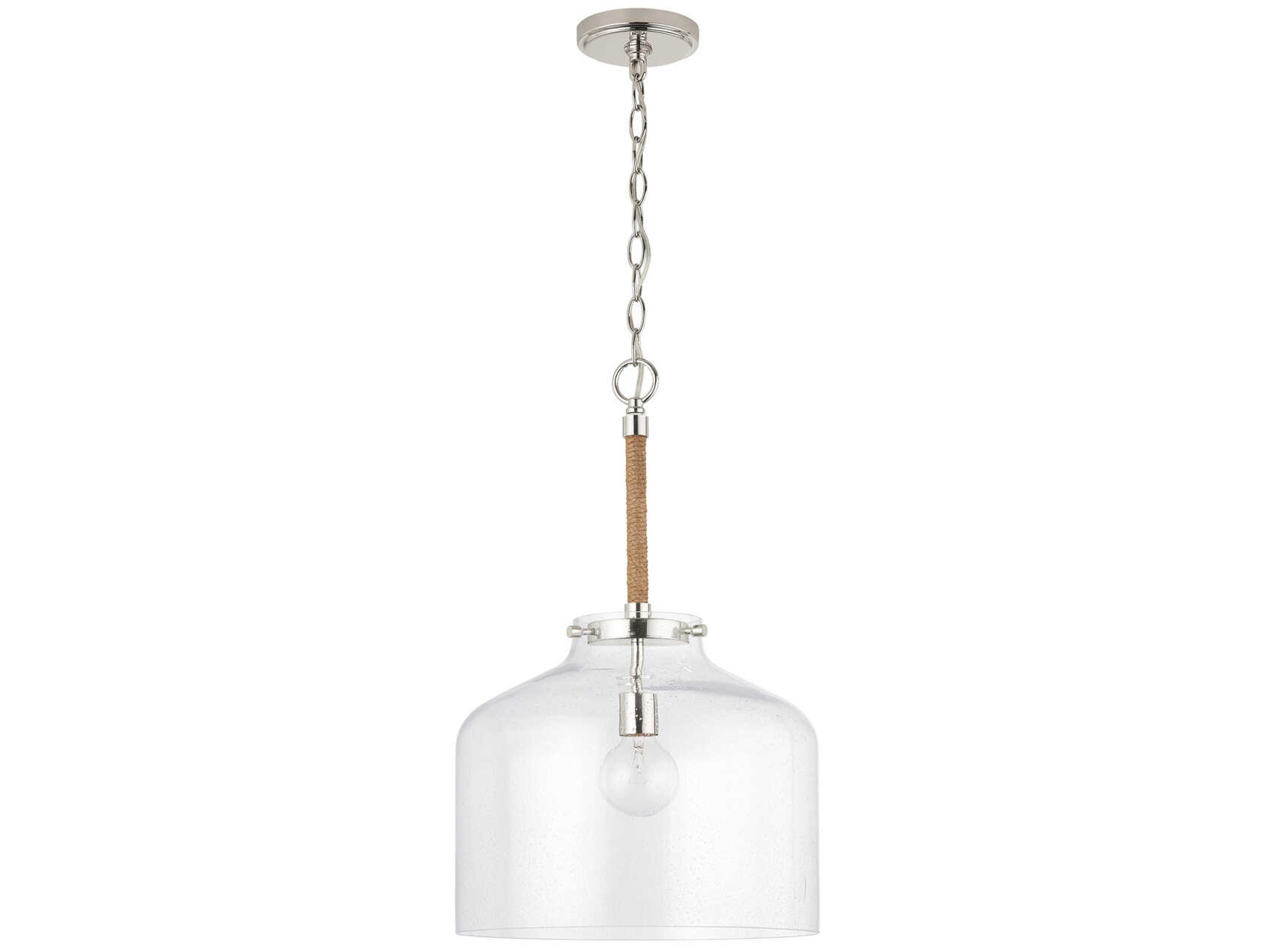 Corde 1-Light Polished Nickel Glass Dome Pendant
