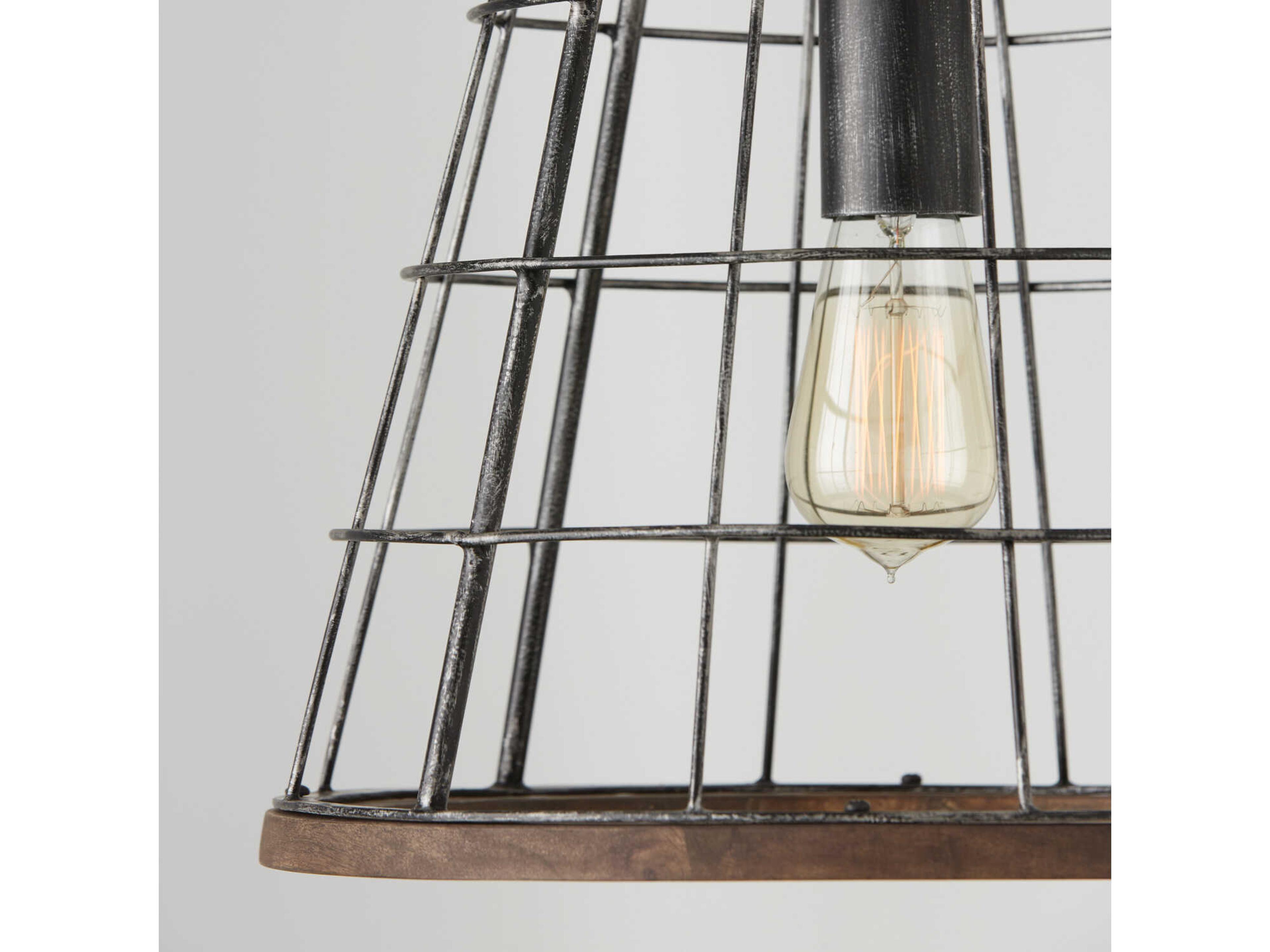 Capital Lighting Bracken 1-Light Zinc Wood Black Pendant