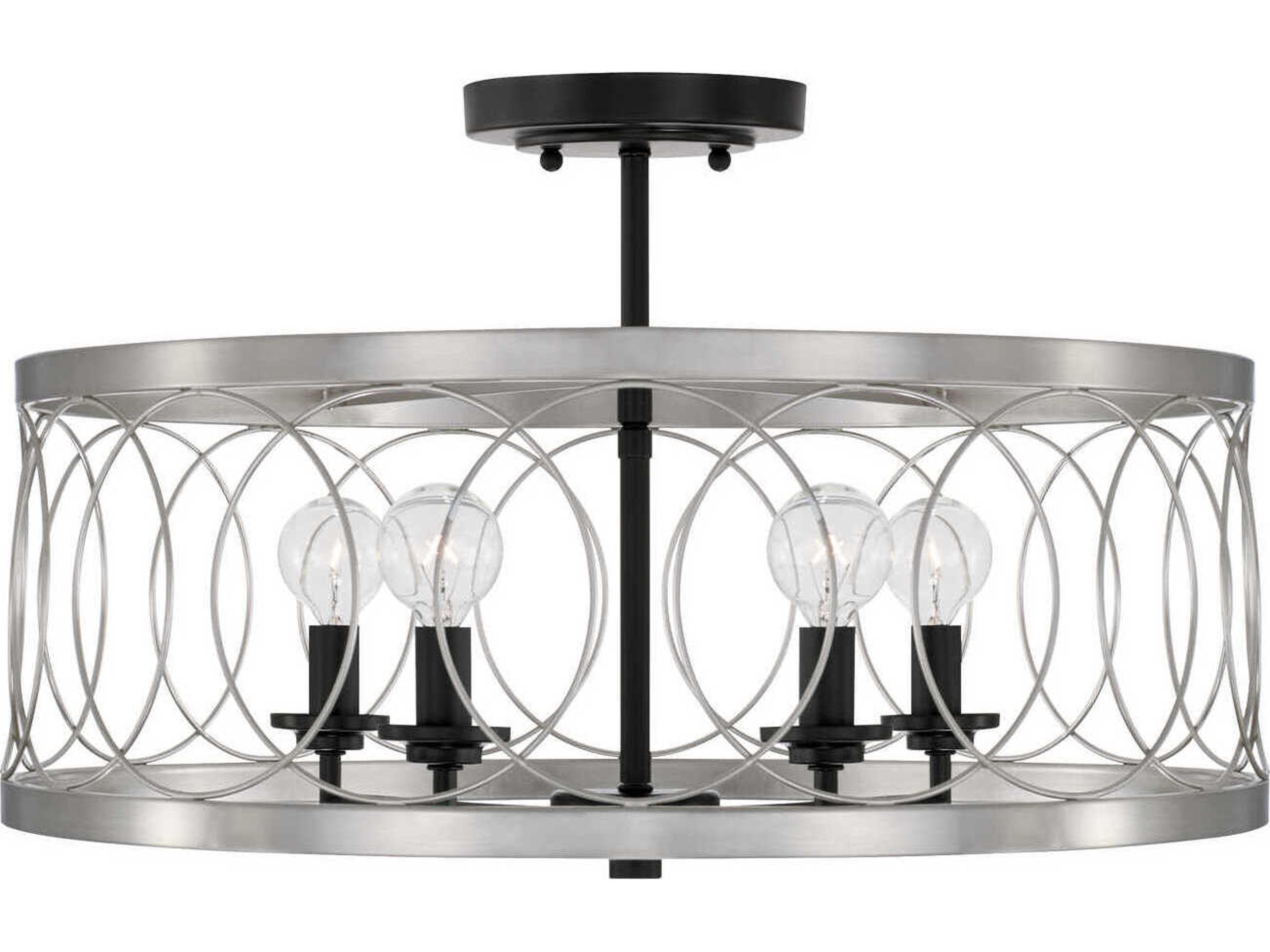 Madeline 4-Light Black Tie Nickel Semi Flush Mount