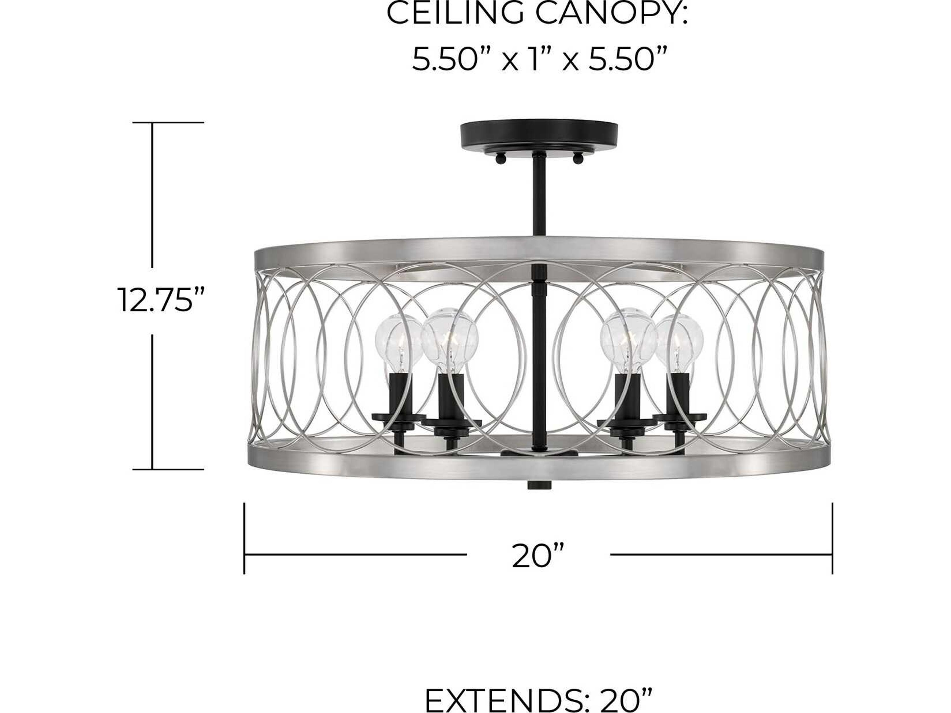 Capital Lighting Madeline 4-Light Black Tie Nickel Semi Flush Mount