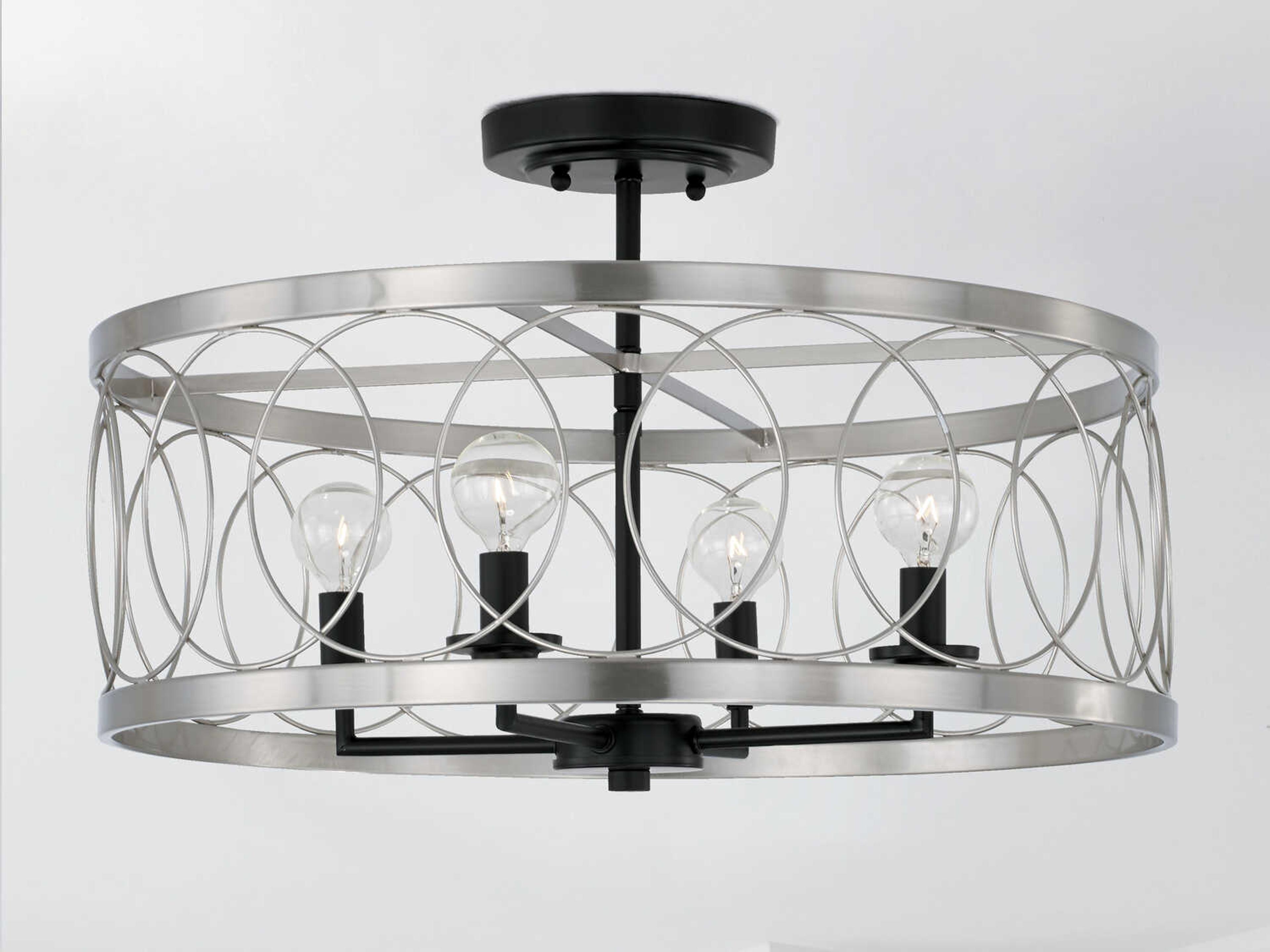 Capital Lighting Madeline 4-Light Black Tie Nickel Semi Flush Mount