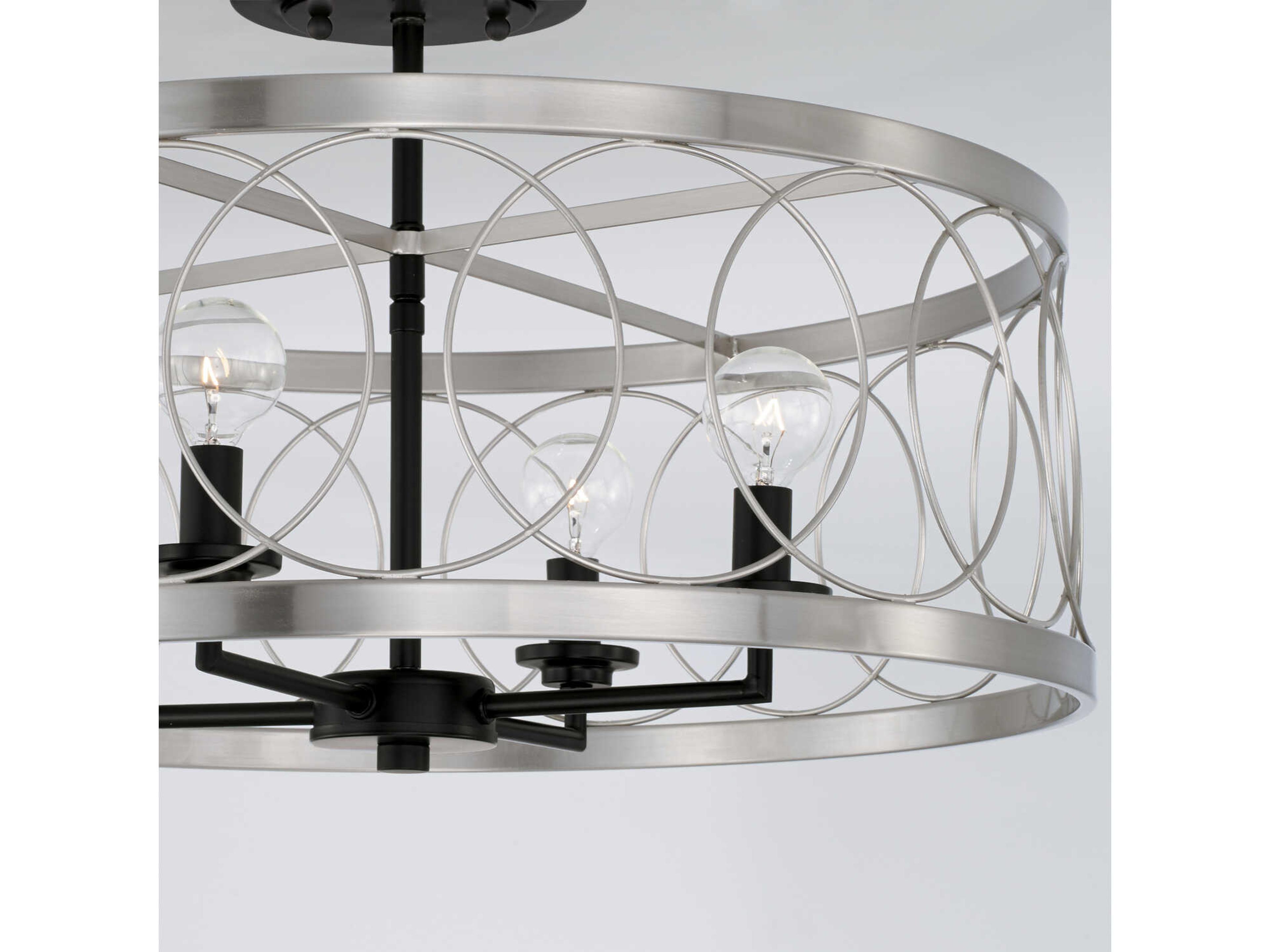 Capital Lighting Madeline 4-Light Black Tie Nickel Semi Flush Mount