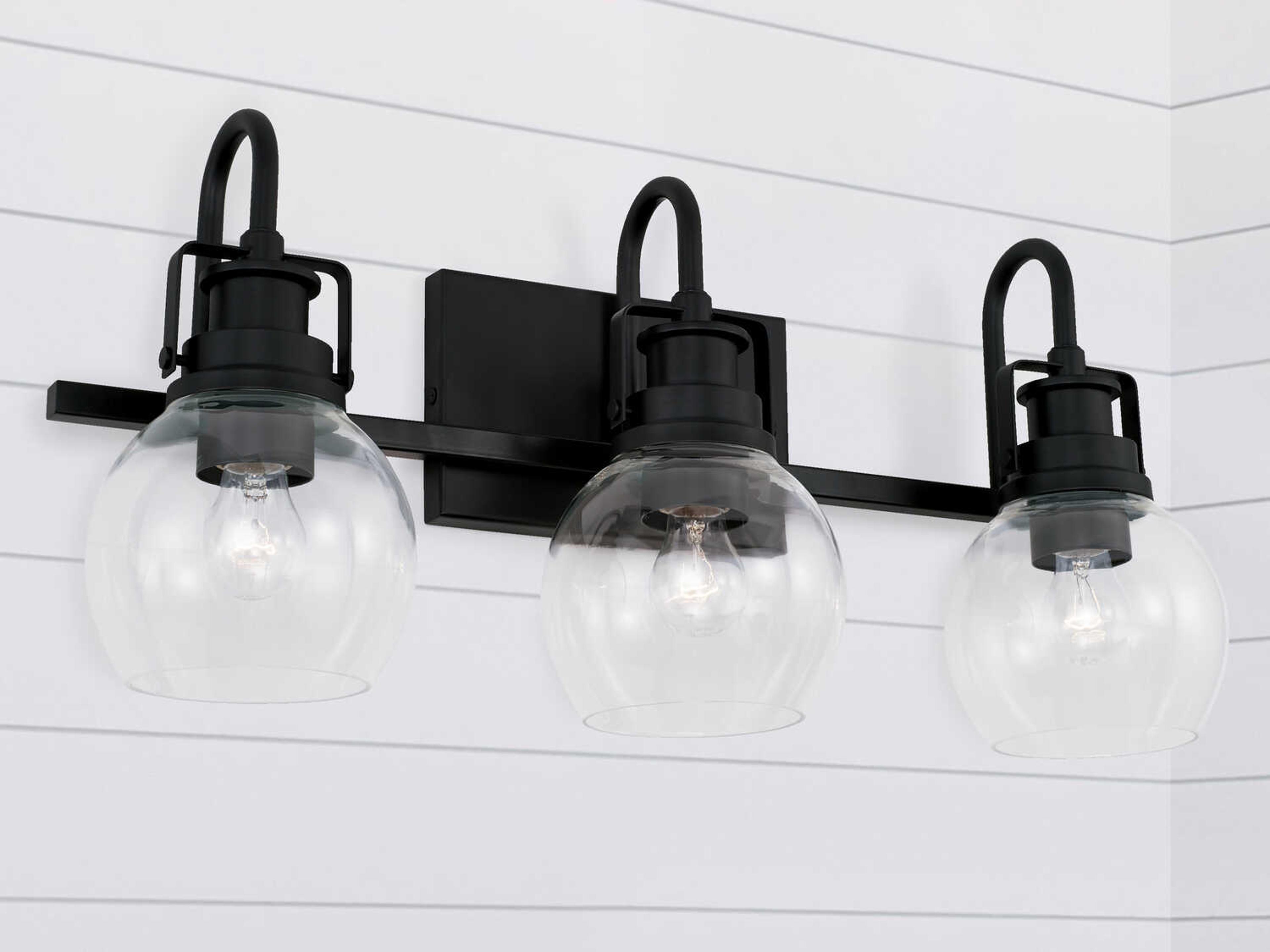 Capital Lighting Buxton 3-Light Matte Black Glass Vanity Light