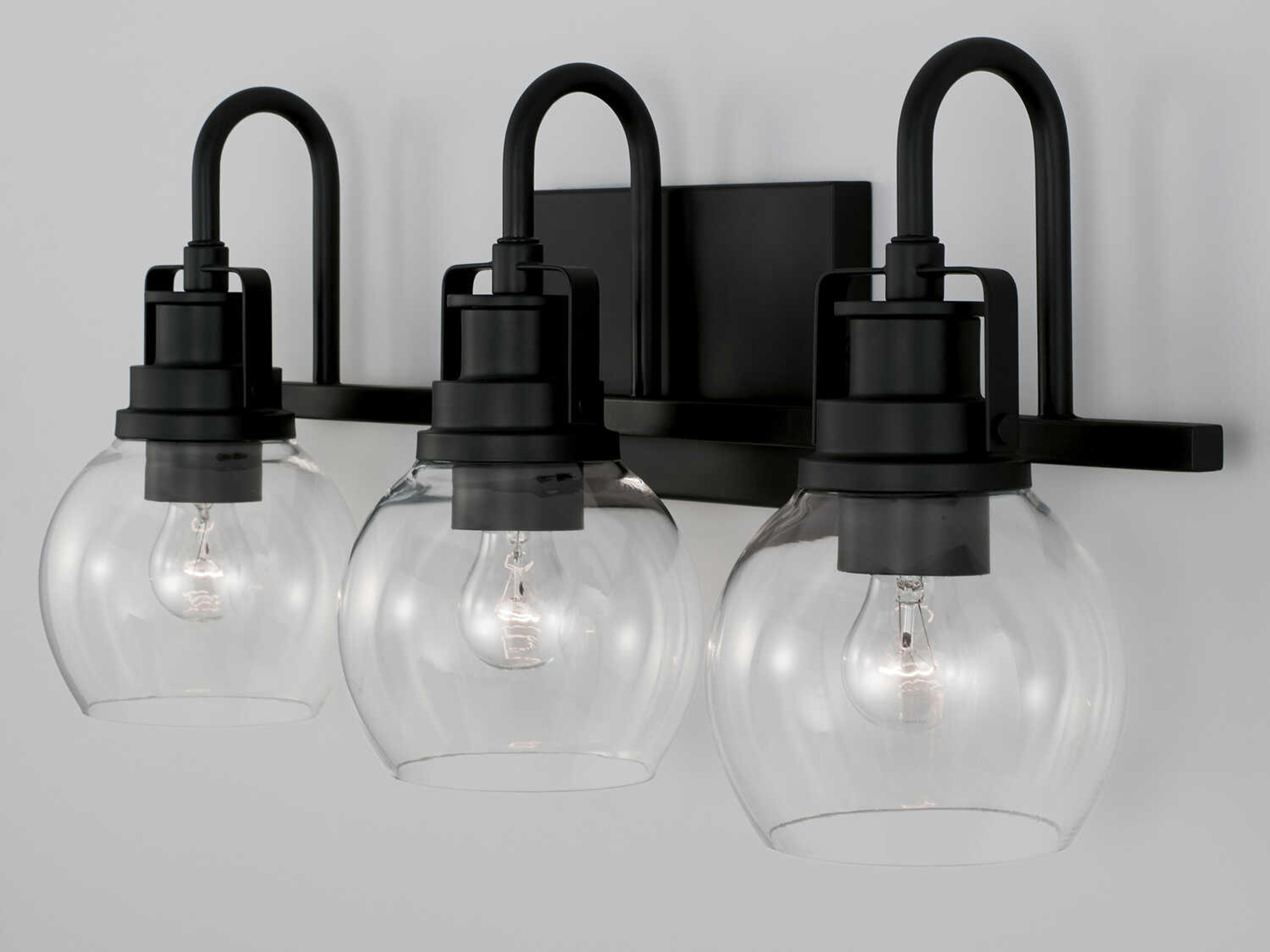 Capital Lighting Buxton 3-Light Matte Black Glass Vanity Light