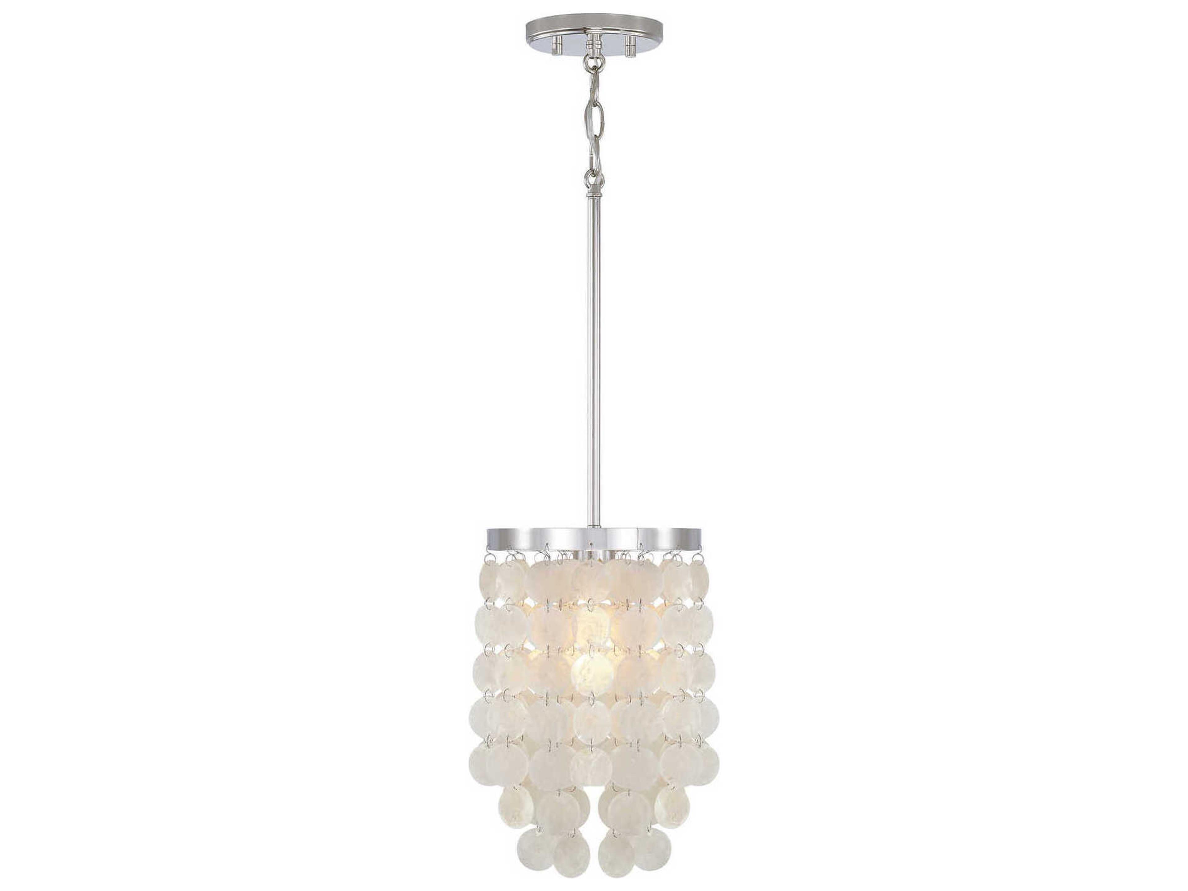 Shelby 1-Light Polished Nickel White Mini Pendant