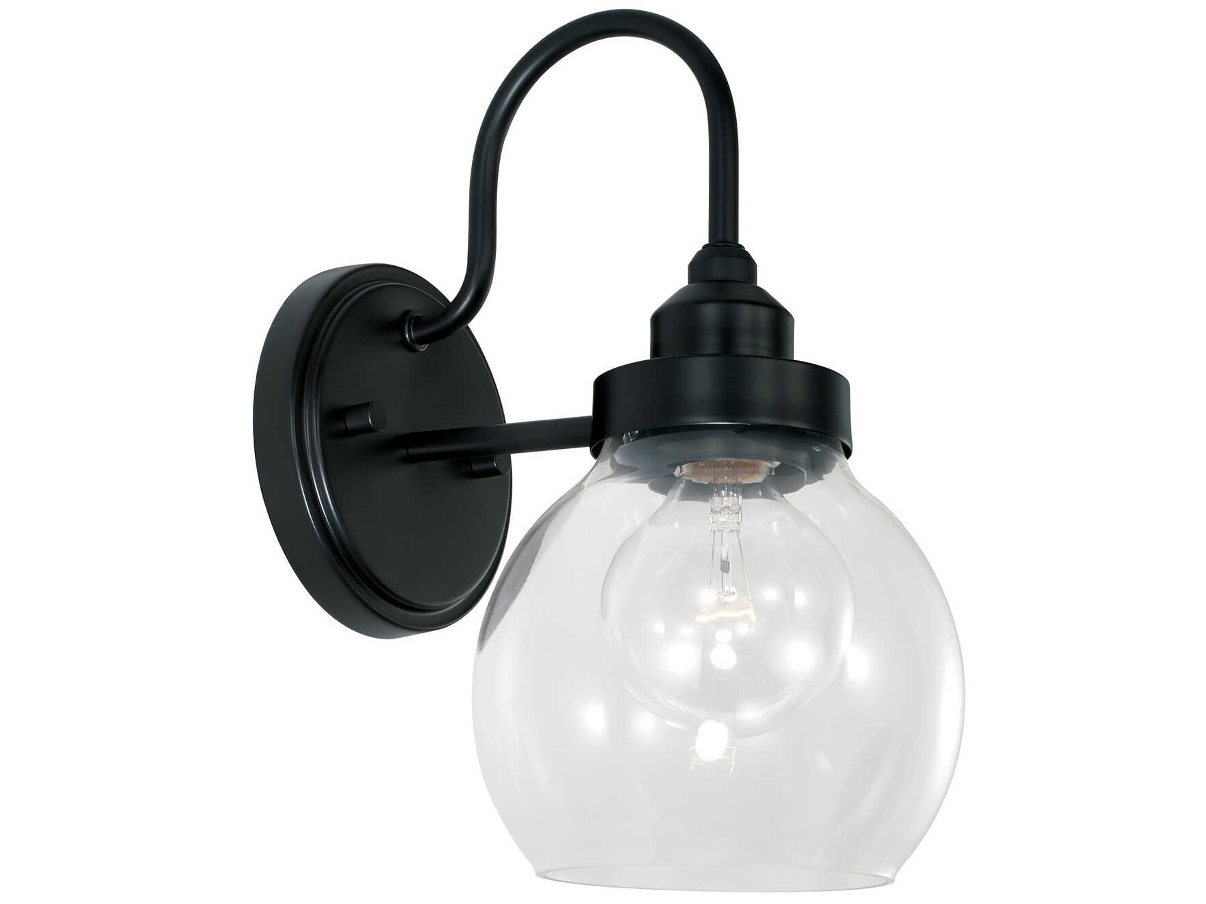Brecken 1-Light Matte Black Glass Wall Sconce