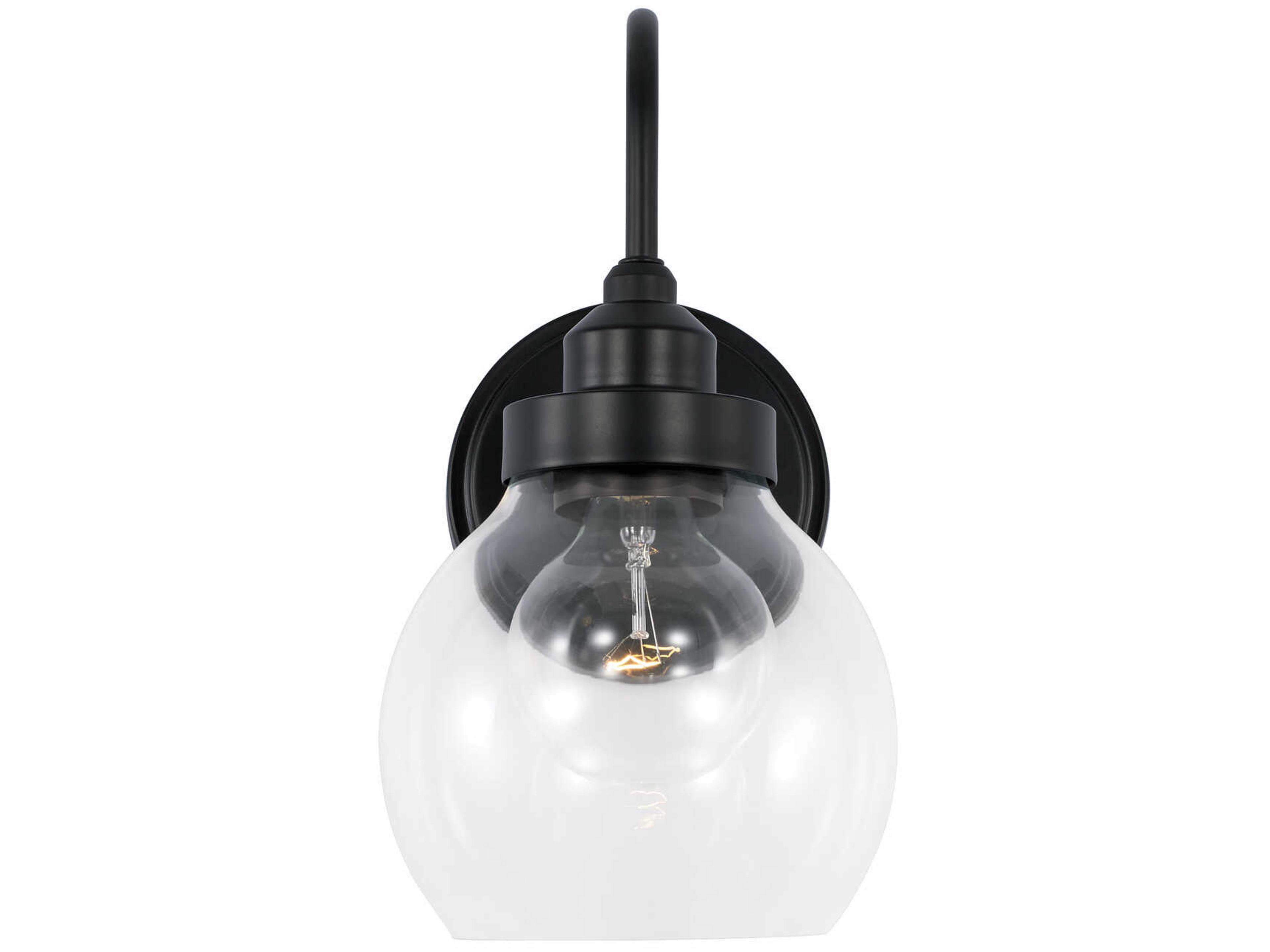 Capital Lighting Brecken 1-Light Matte Black Glass Wall Sconce