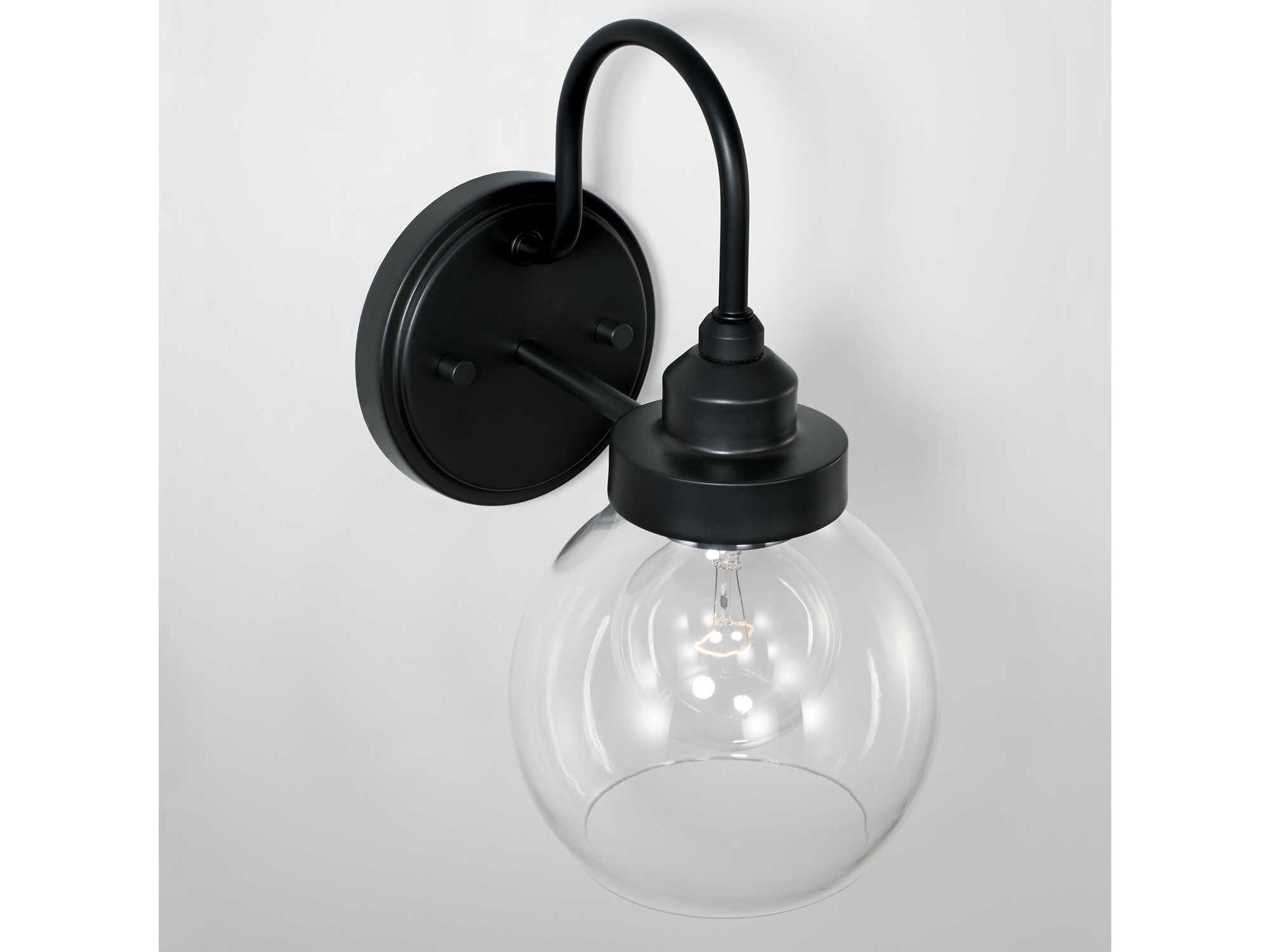 Capital Lighting Brecken 1-Light Matte Black Glass Wall Sconce