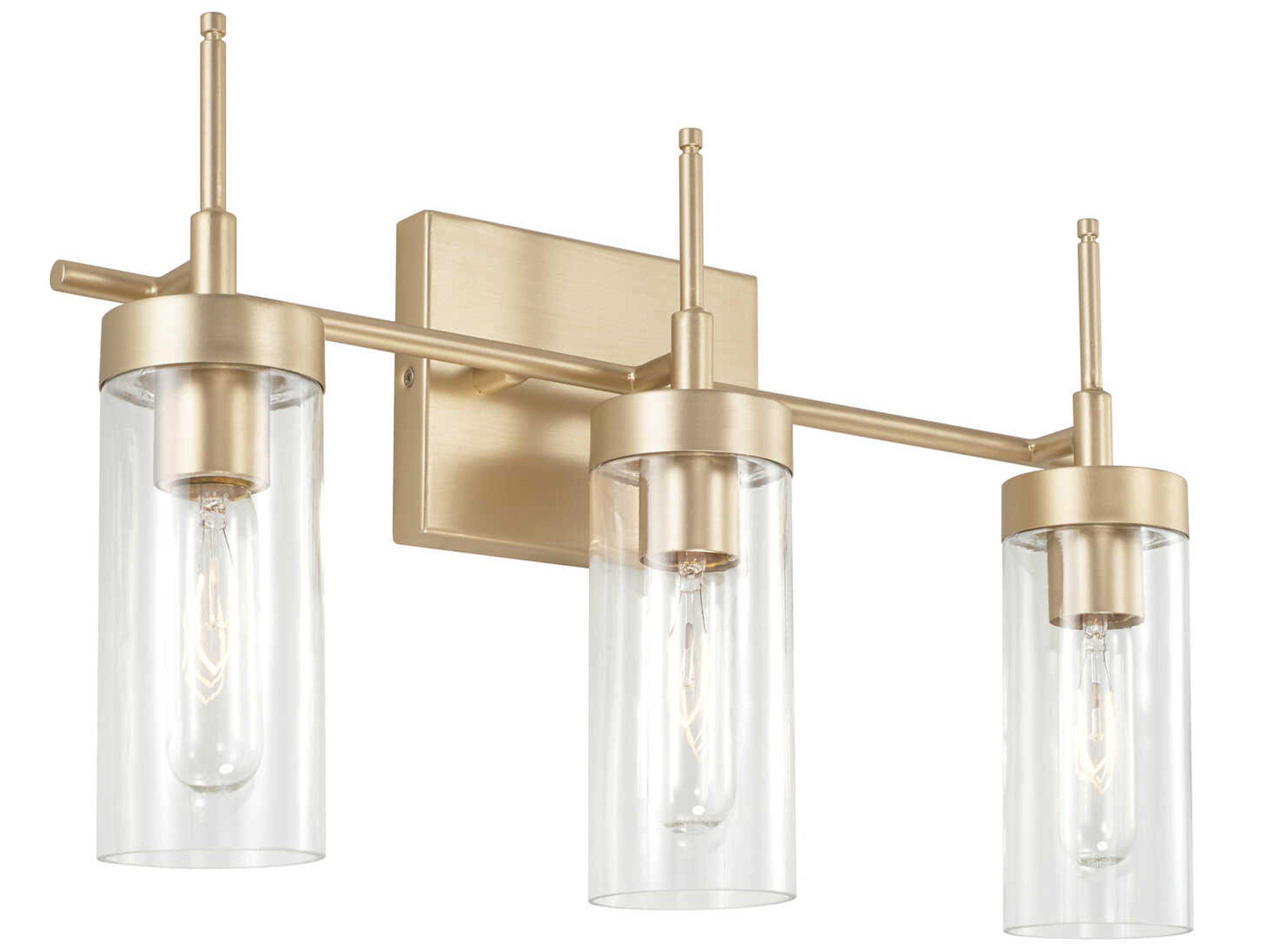 Riley 3-Light Soft Gold Glass Vanity Light