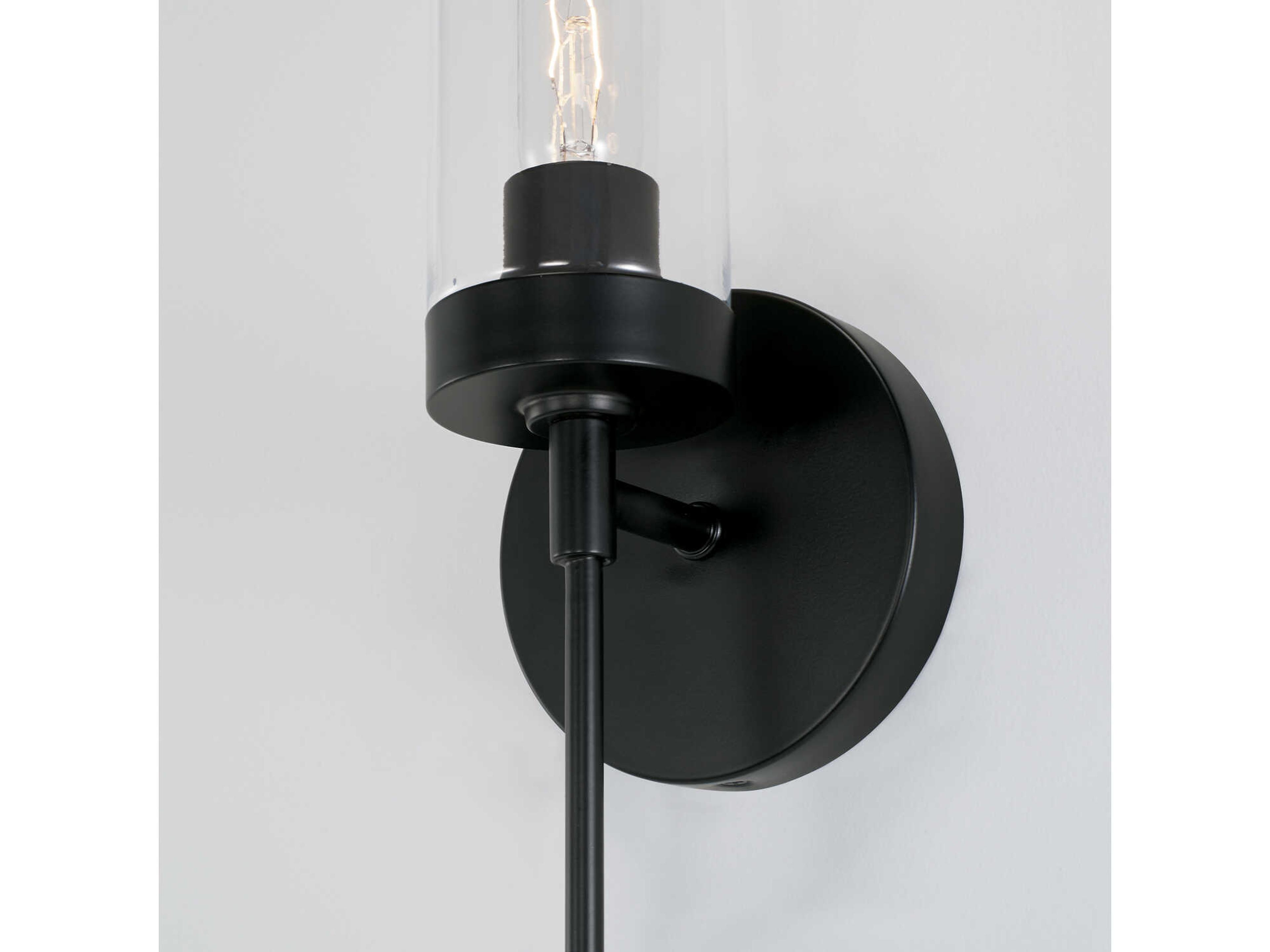Capital Lighting Riley 1-Light Matte Black Glass Wall Sconce