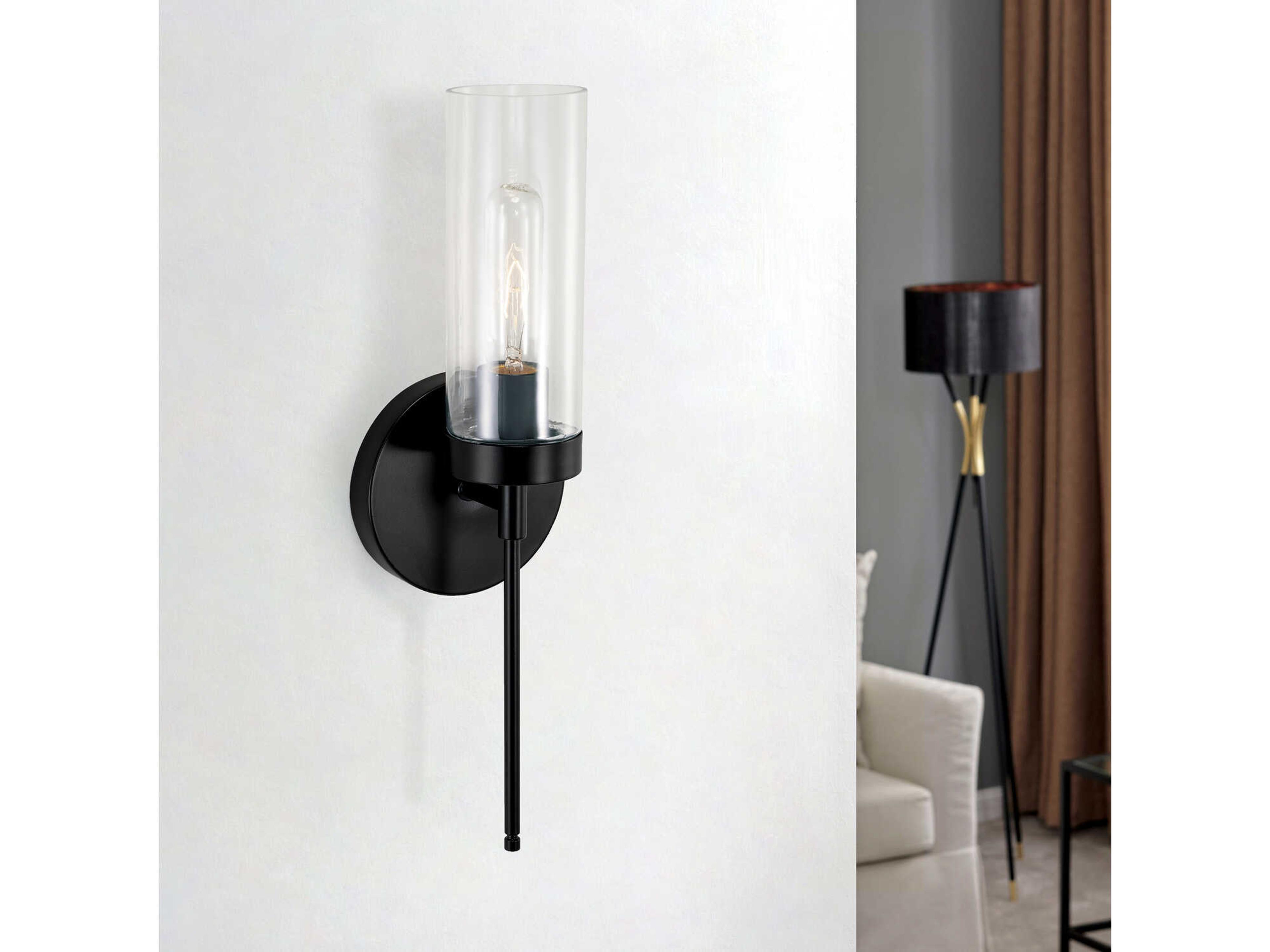 Capital Lighting Riley 1-Light Matte Black Glass Wall Sconce