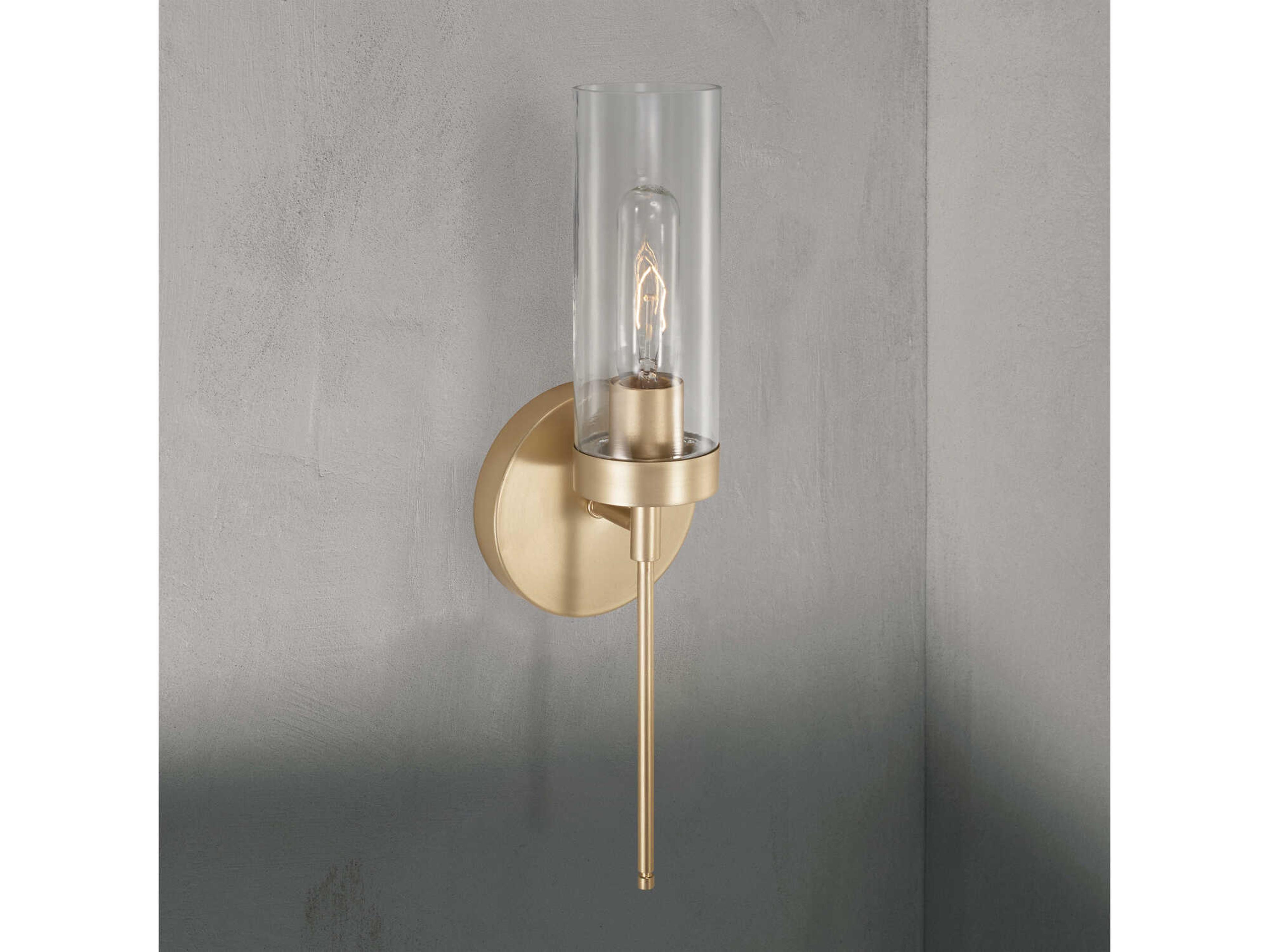 Capital Lighting Riley 1-Light Soft Gold Brass Glass Wall Sconce