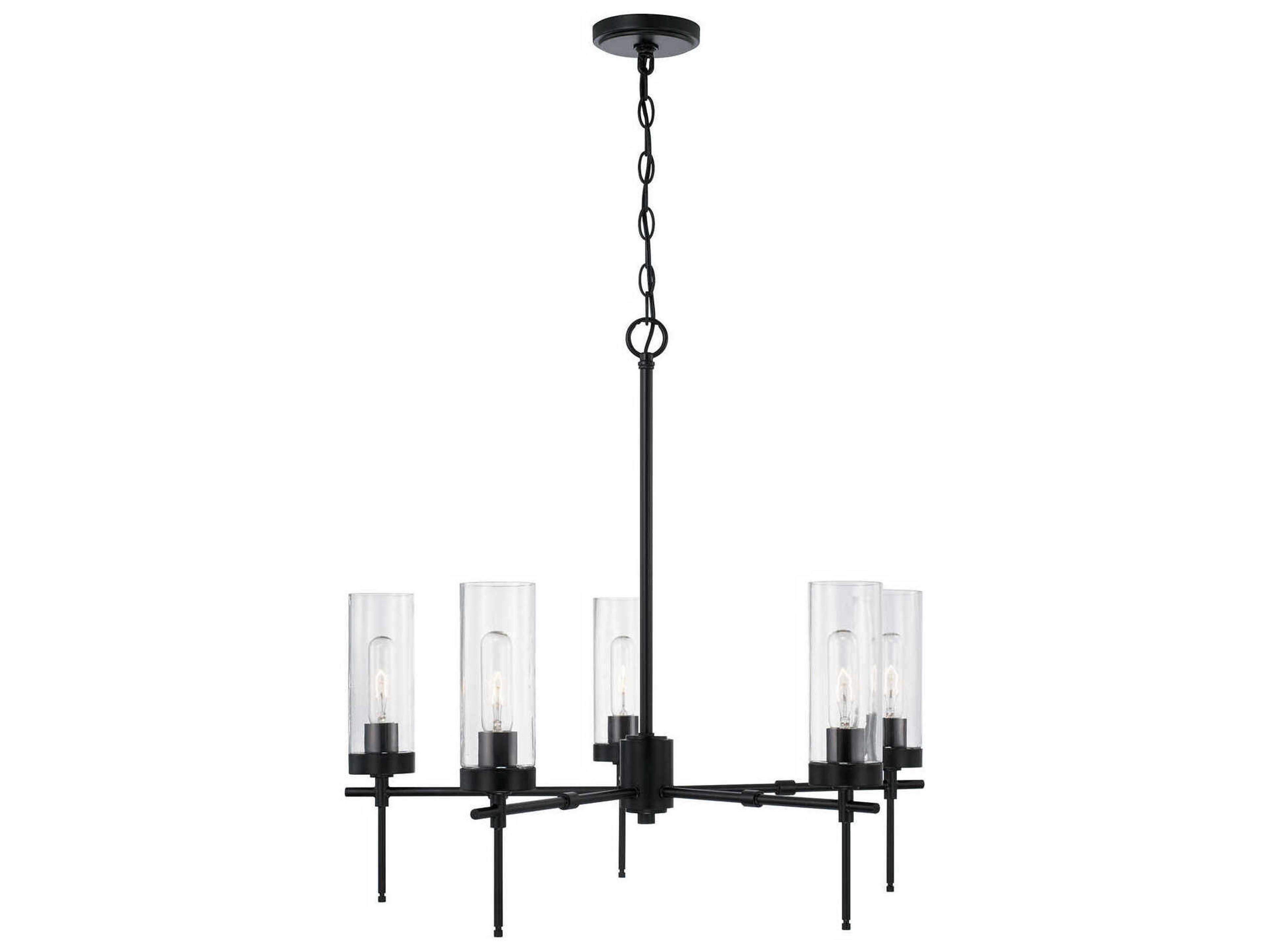 Capital Lighting Riley 5-Light Matte Black Glass Cylinder Chandelier