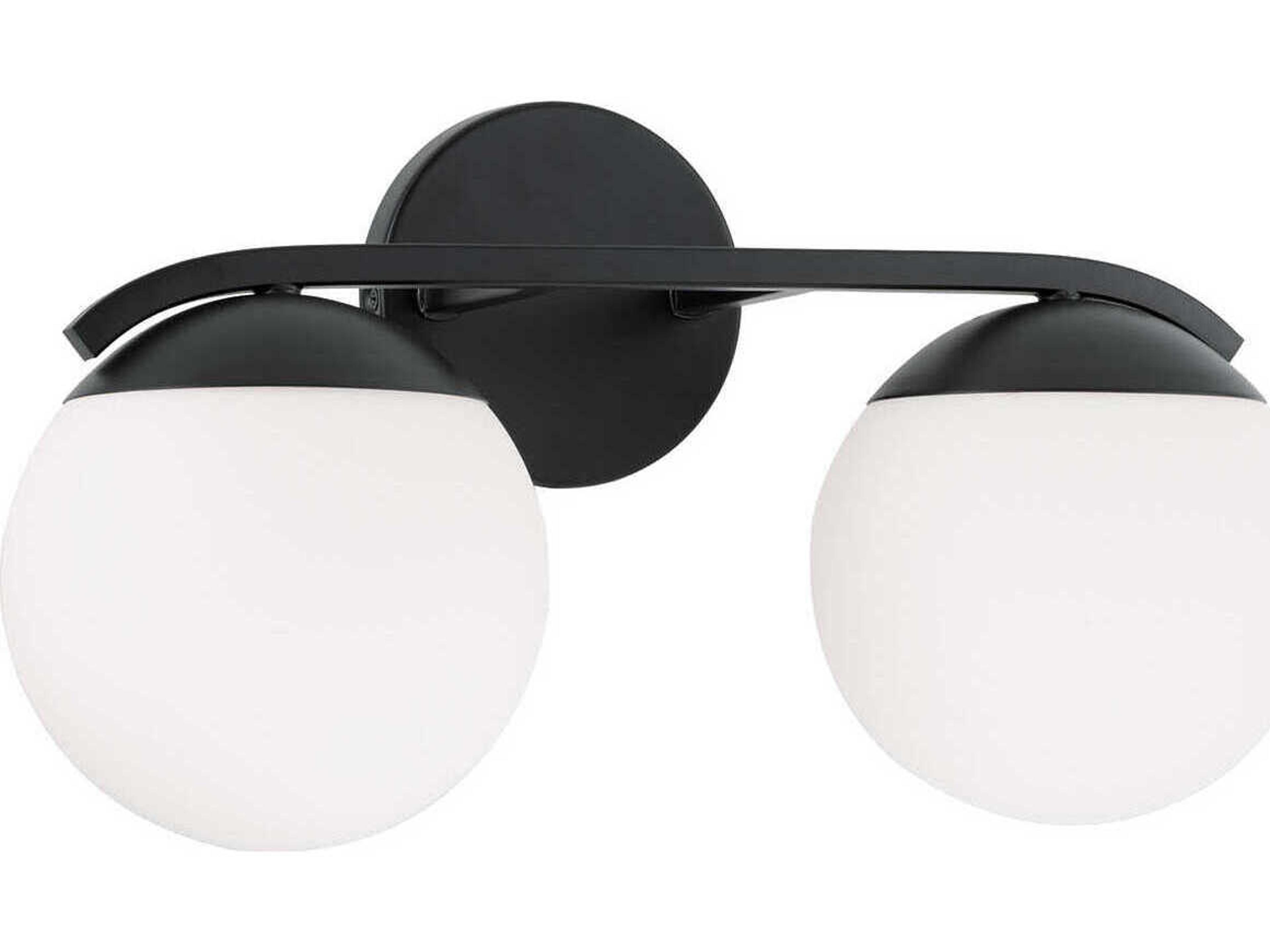 Oliver 2-Light Matte Black Vanity Light