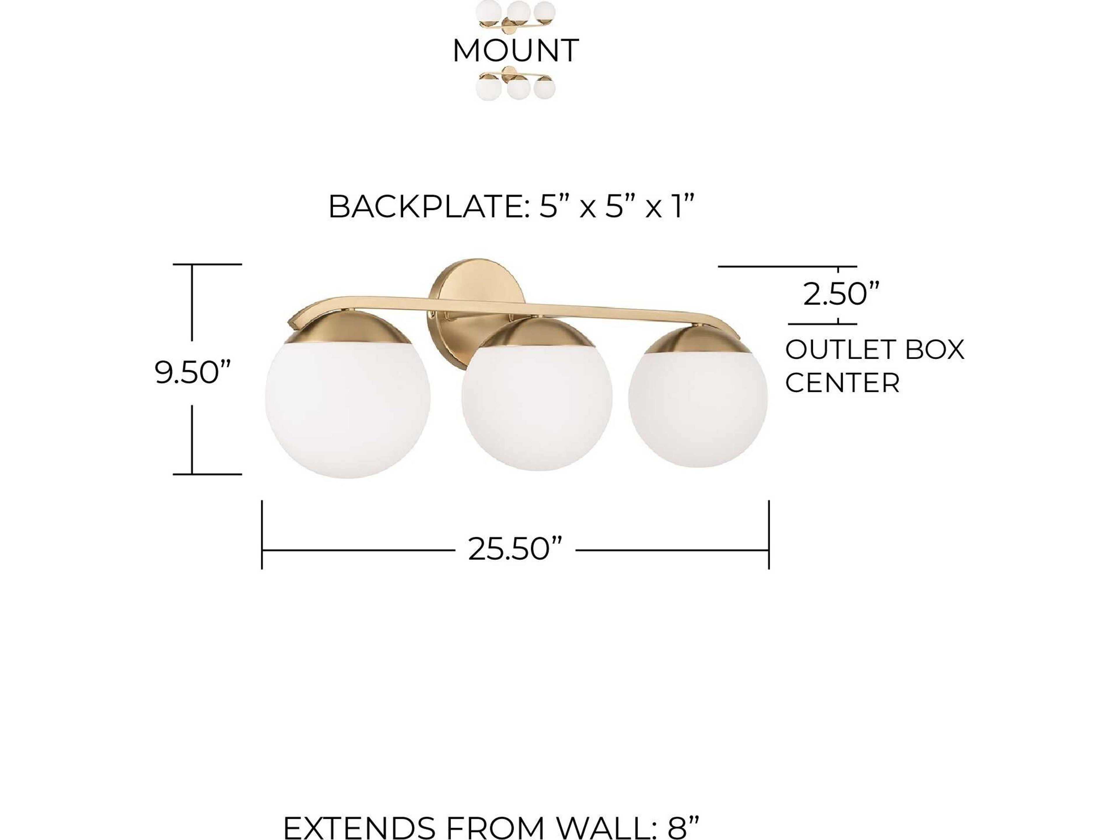 Capital Lighting Oliver 3-Light Matte Brass Vanity Light