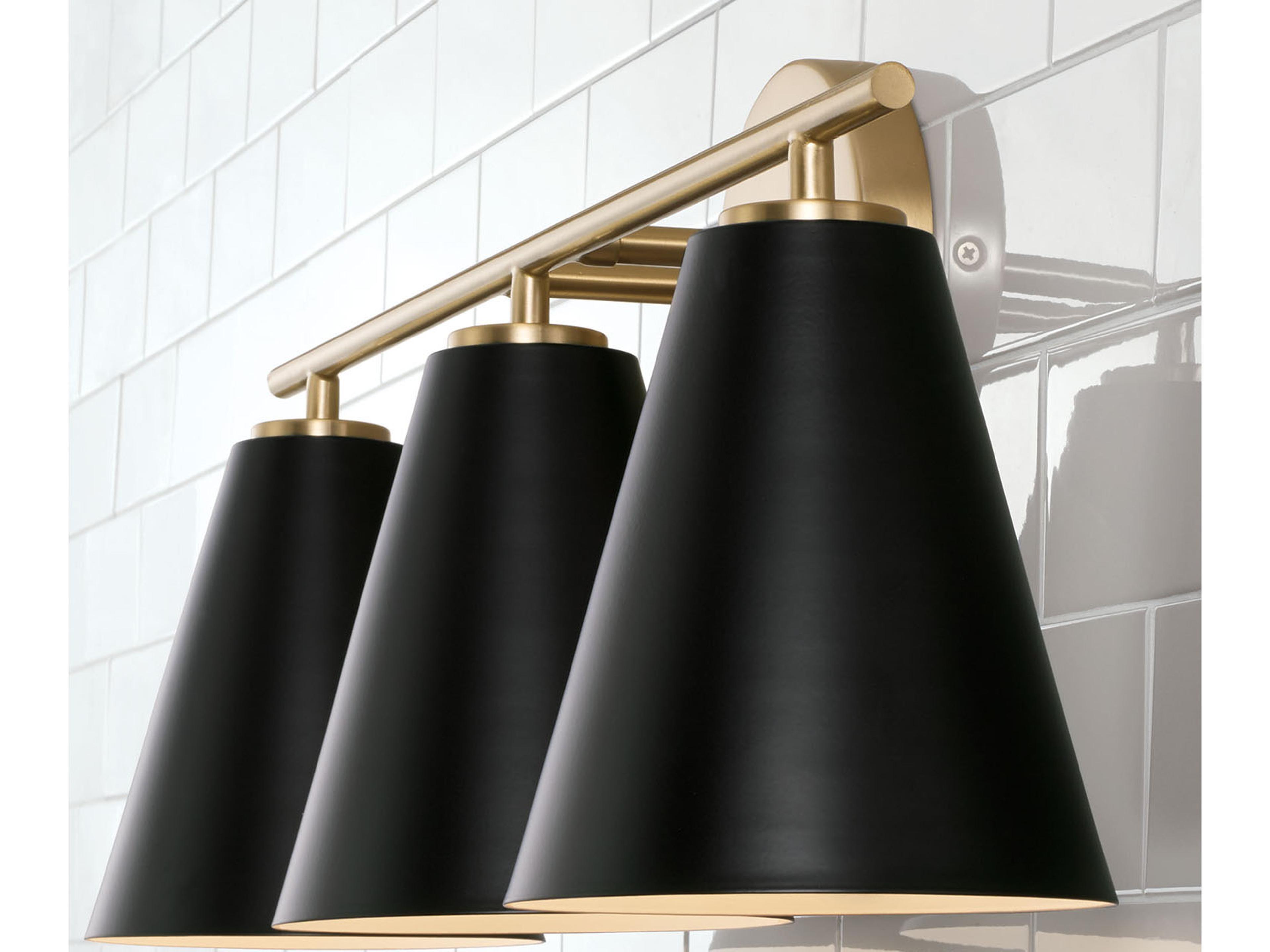 Capital Lighting Charlie 3-Light Matte Brass And Black Vanity Light
