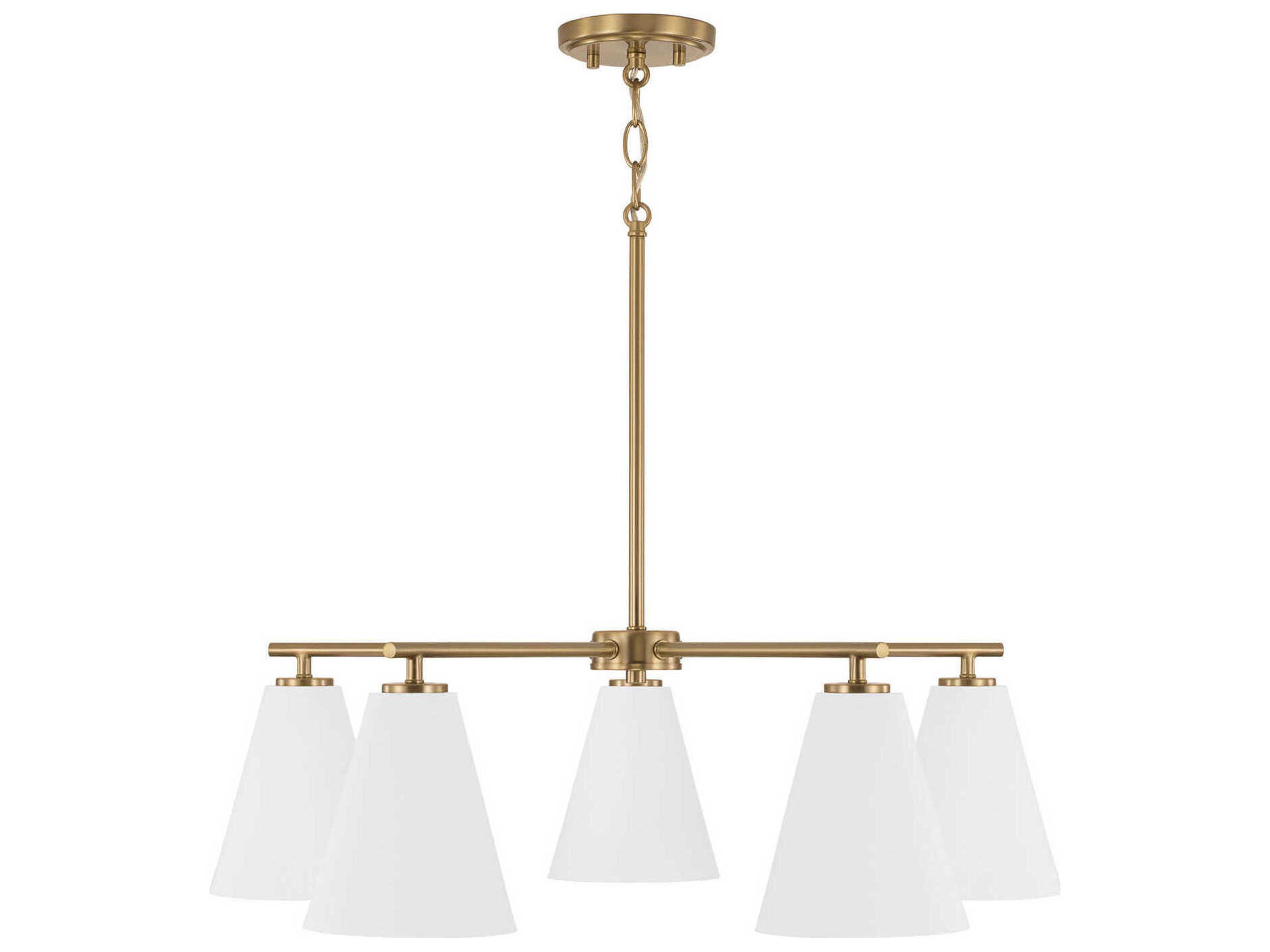 Charlie 5-Light Matte Brass And White Chandelier