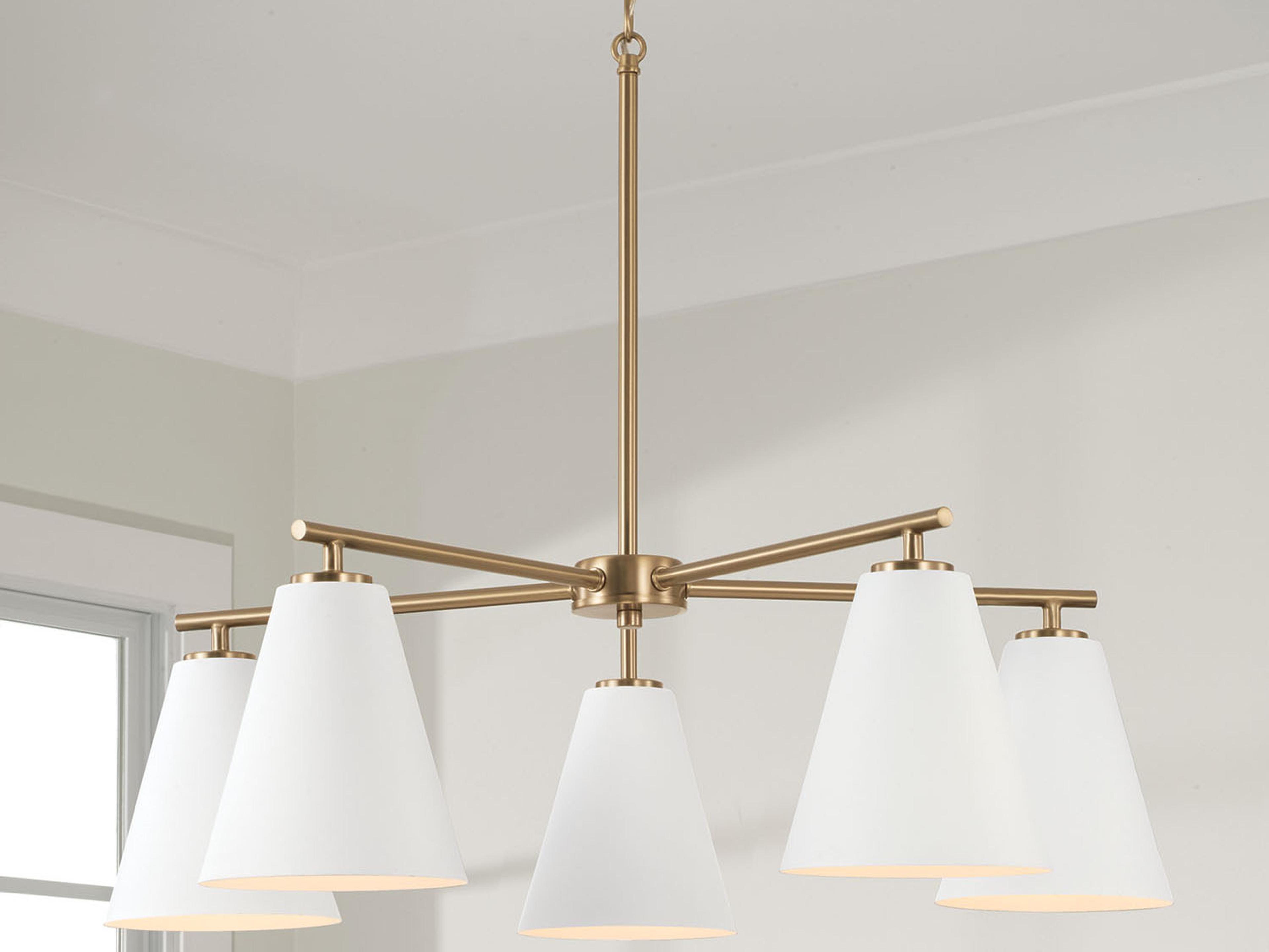 Capital Lighting Charlie 5-Light Matte Brass And White Chandelier